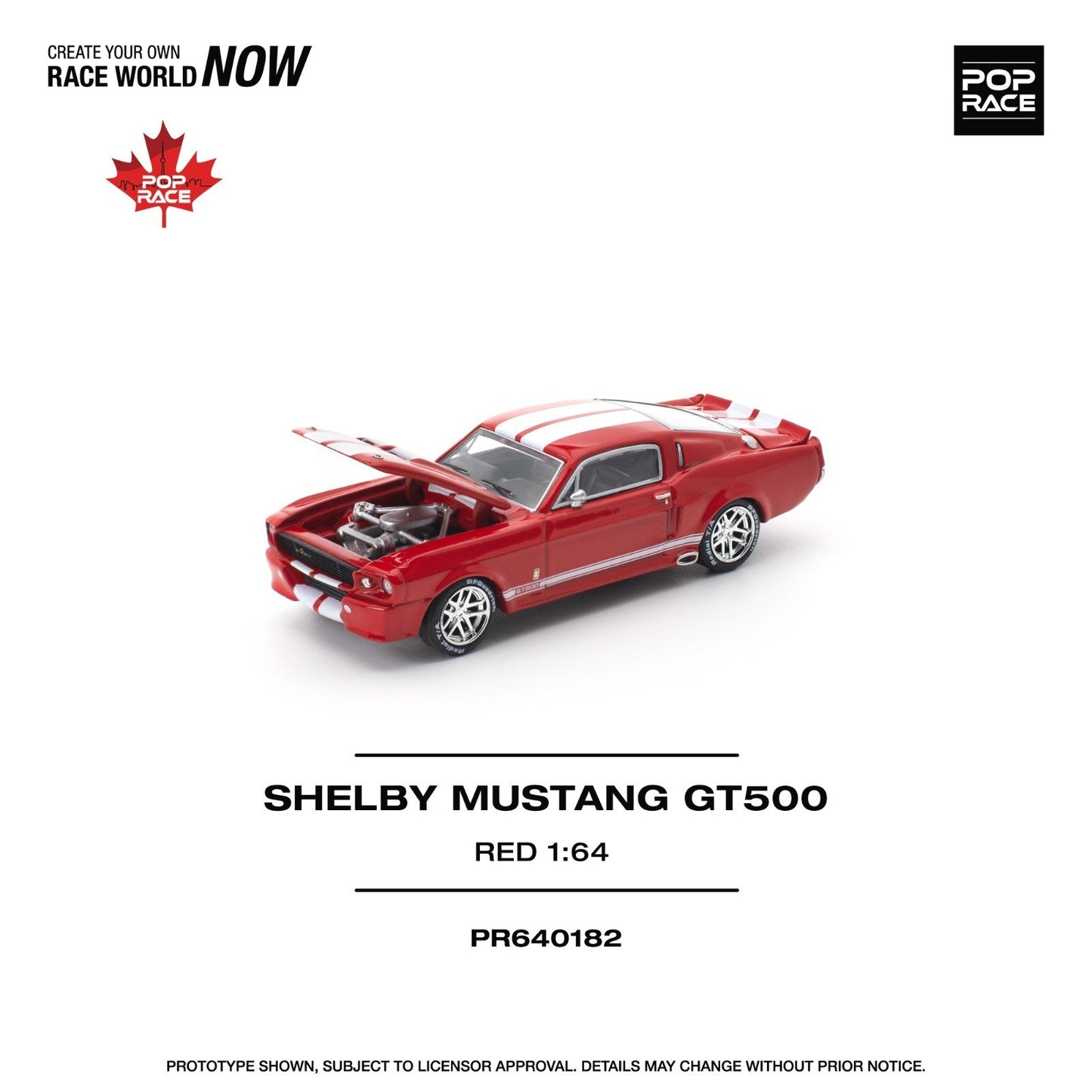 POPRACE 1:64 SHELBY MUSTANG GT500 RED PR640182 Canada Exclusive