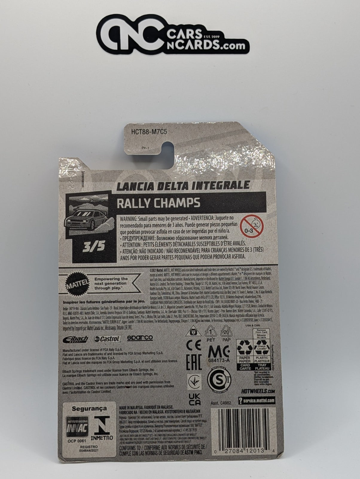 2021 Hot Wheels Rally Champs 3/5 Lancia Delta Integrale 210/250 (Card Damage)
