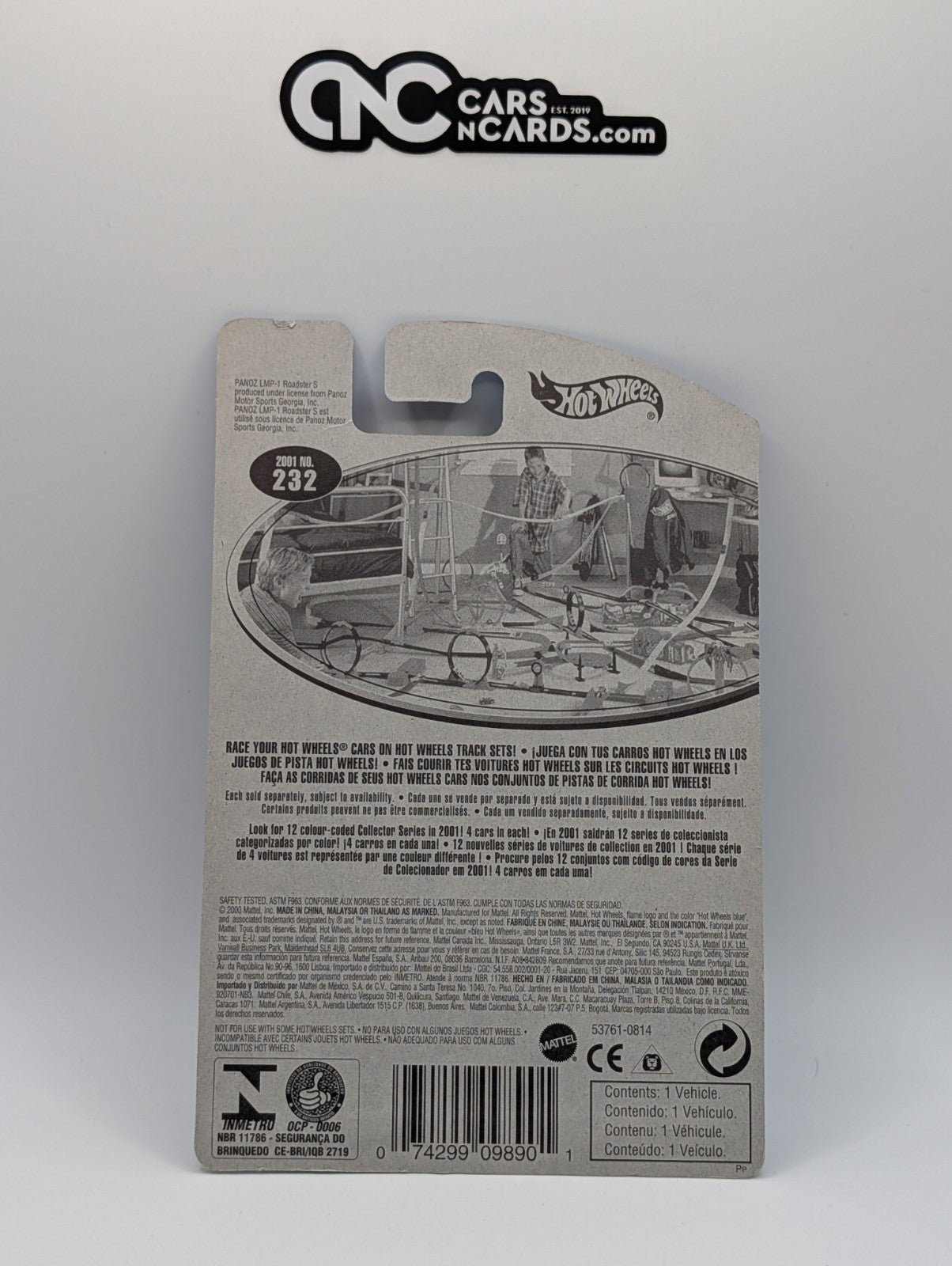 2001 Hot Wheels Panoz LMP-1 Roadster Green Collector #232 (Card Crease)