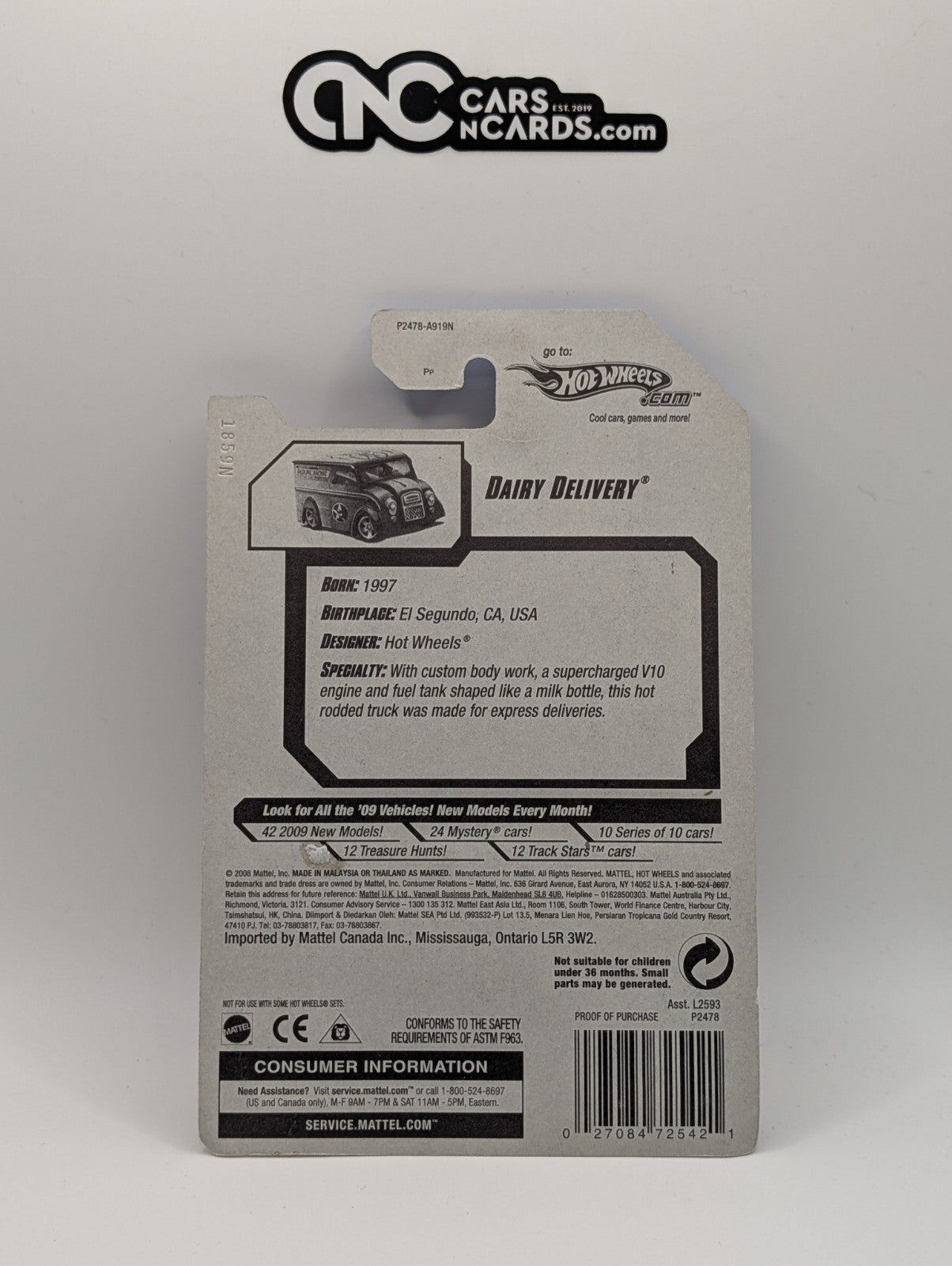 2009 Hot Wheels Modified Rides 2/10 Dairy Delivery Yellow (Soft Corners)