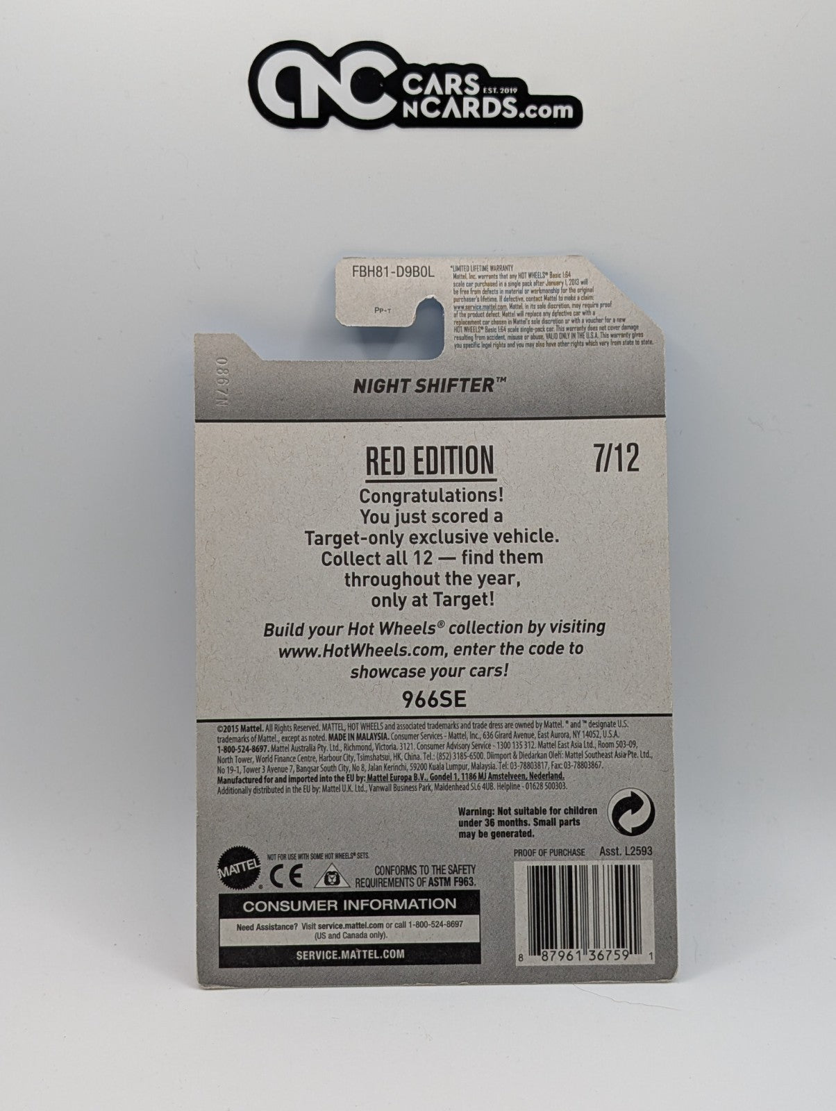 Hot Wheels Red Edition 7/12 Night Shifter Target Exclusive (Soft Corners)