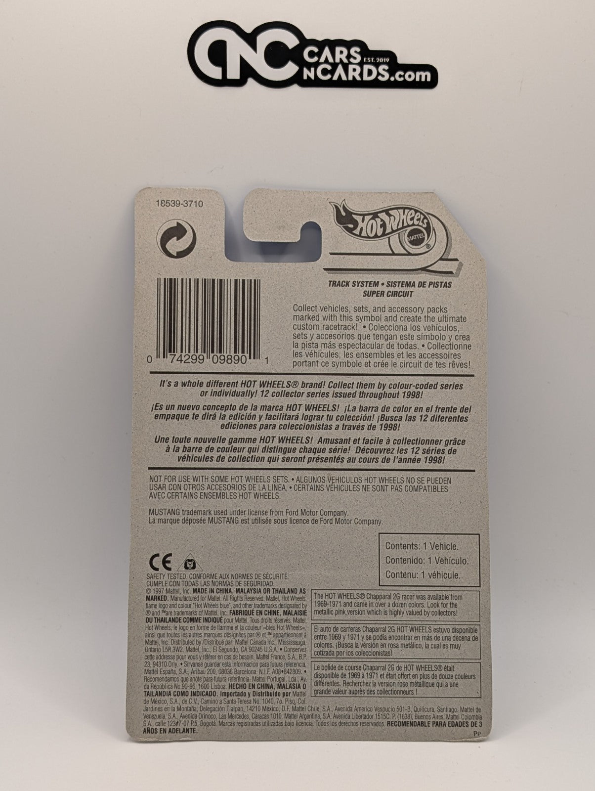 1998 Hot Wheels 29/40 Mustang Mach 1 Yellow (Card Crease)