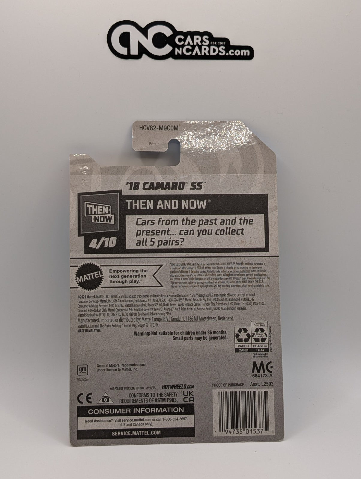 Hot Wheels Then And Now 4/10 '18 Camaro SS Green 219/250 (Hook Crease)