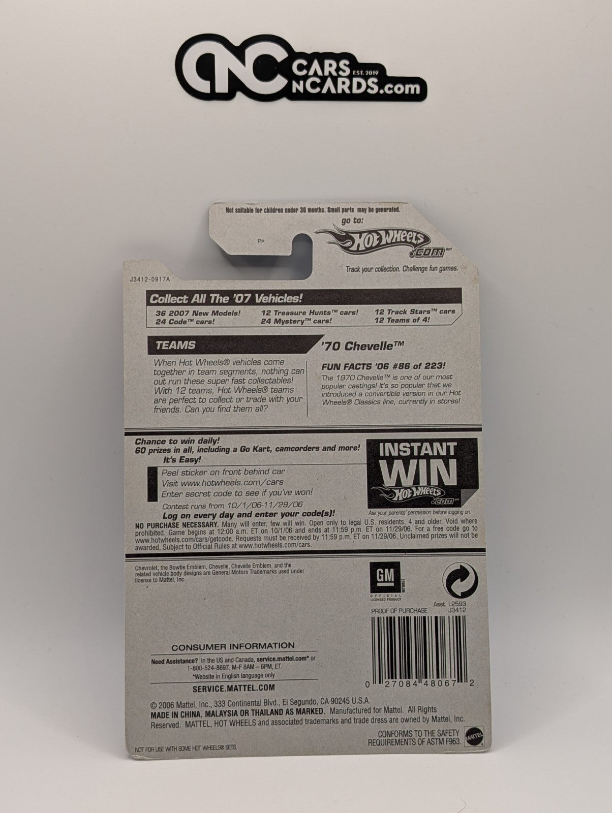 2007 Hot Wheels Motown Metal 1/5 '70 Chevelle Black (Soft Corners)