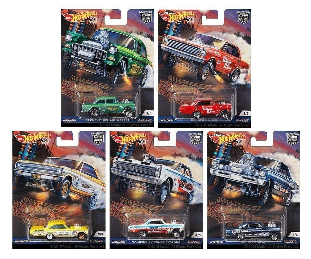 2018 Hot Wheels Premium Car Culture Drag Strip Demons Full Set of 5 Cars