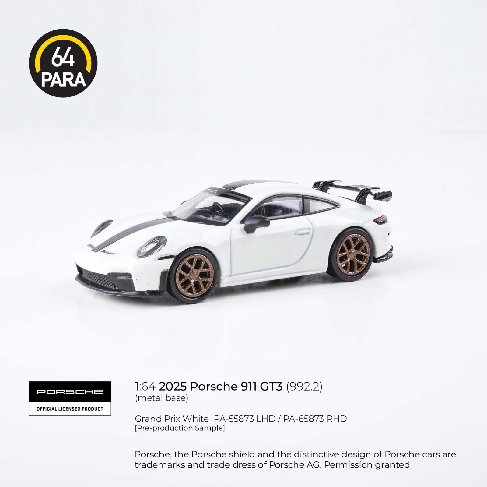 PARA64 1:64 2025 Porsche 911 GT3 (992.2) Grand Prix White LHD PA