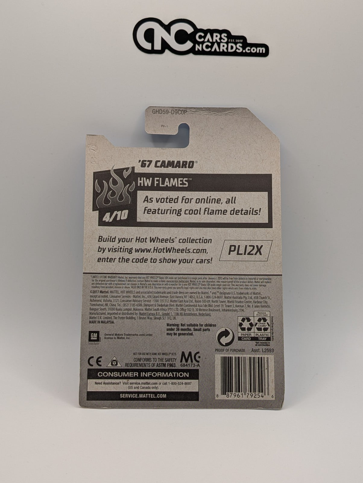 Hot Wheels HW Flames 4/10 '67 Camaro 231/250 (Card Damage)