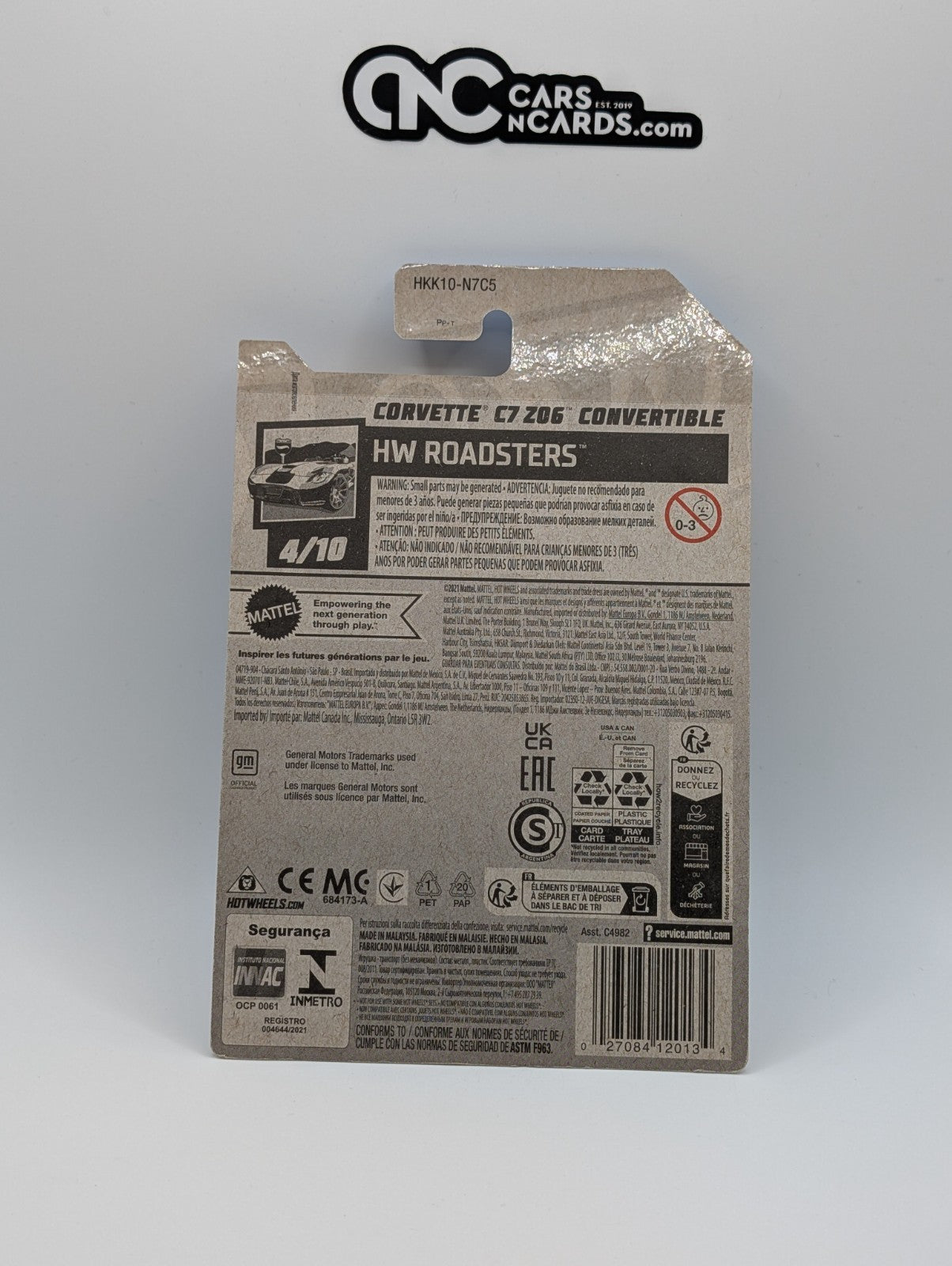 Hot Wheels HW Roadsters 4/10 Corvette C7 Z06 Convertible 34/250 (Soft Corners)