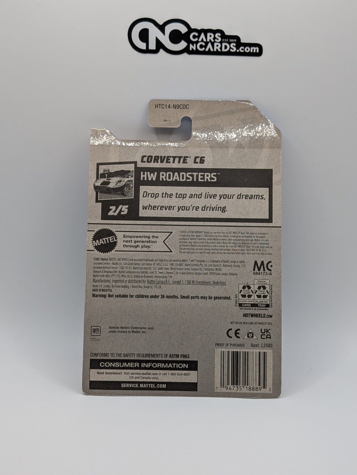 Hot Wheels HW Roadsters 2/5 Corvette C6 40/250 (Card Damage)