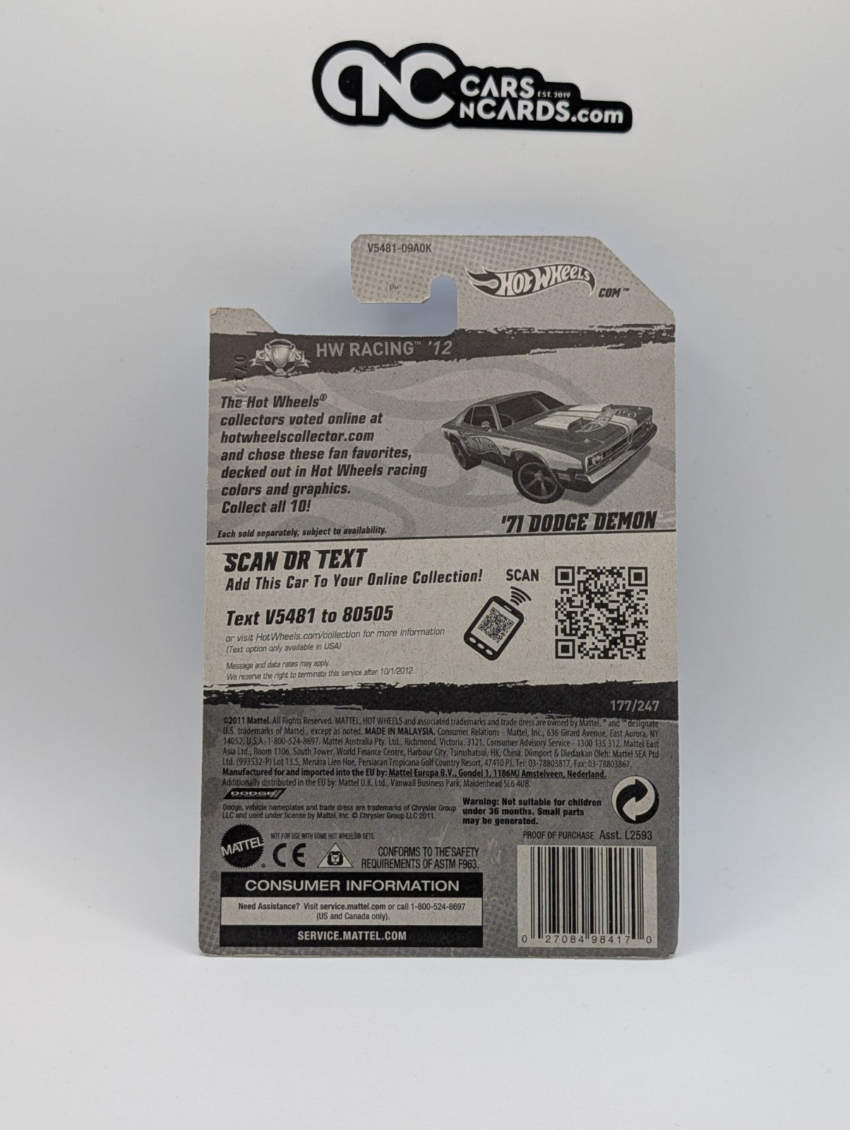 2012 Hot Wheels Factory Sealed '71 Dodge Demon 177/247 (Soft Corners)