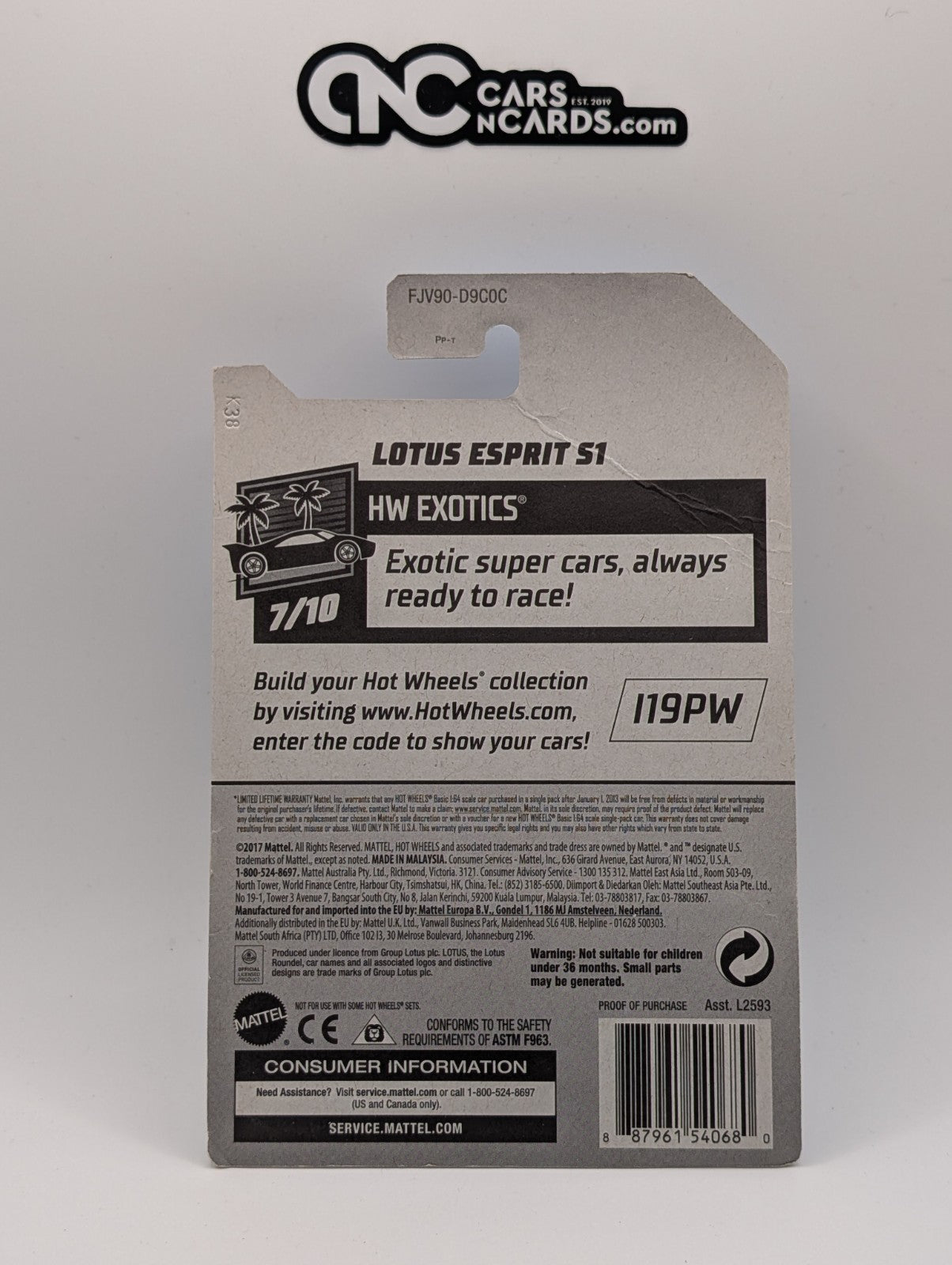 Hot Wheels HW Exotics 7/10 Lotus Esprit S1 Blue (Soft Corners)