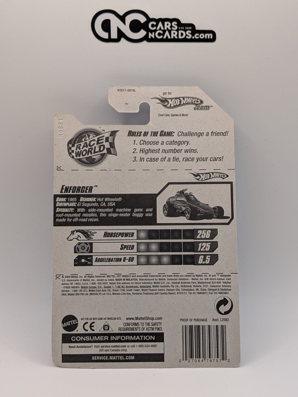 2010 Hot Wheels Race World 4/4 Enforcer 188/240 (Card Damage)