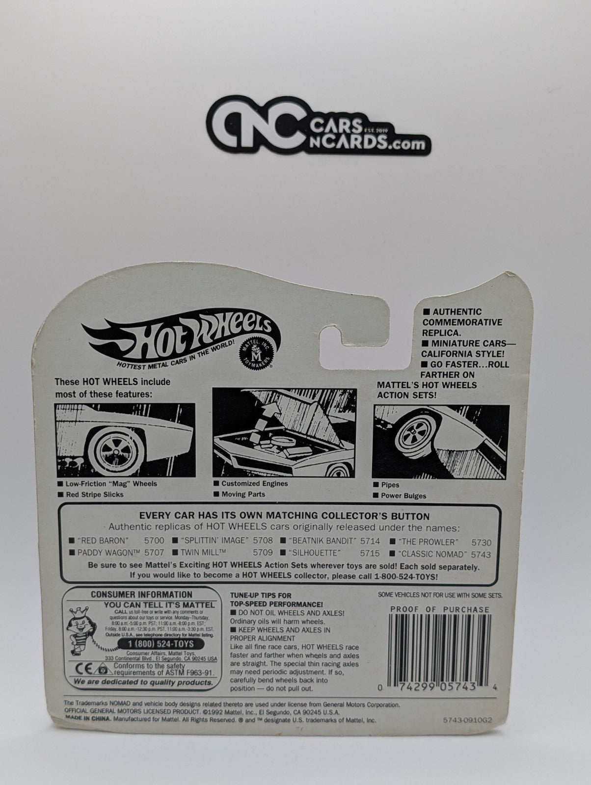 1993 Hot Wheels 25th Anniversary Series Red Lines Classic Nomad (Card Damage)