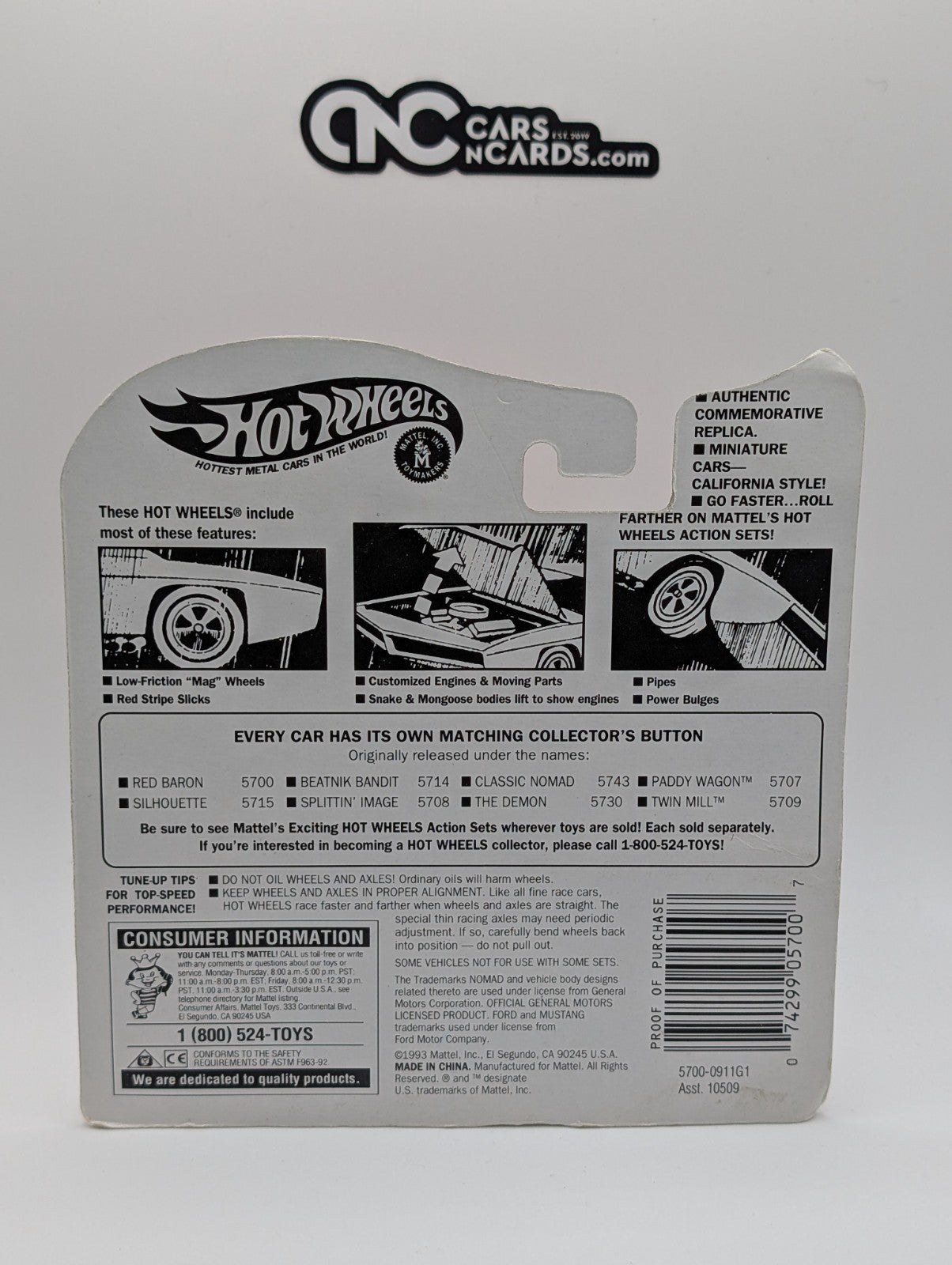 1993 Hot Wheels Vintage Series Red Baron Purple 5700 (Card Damage)