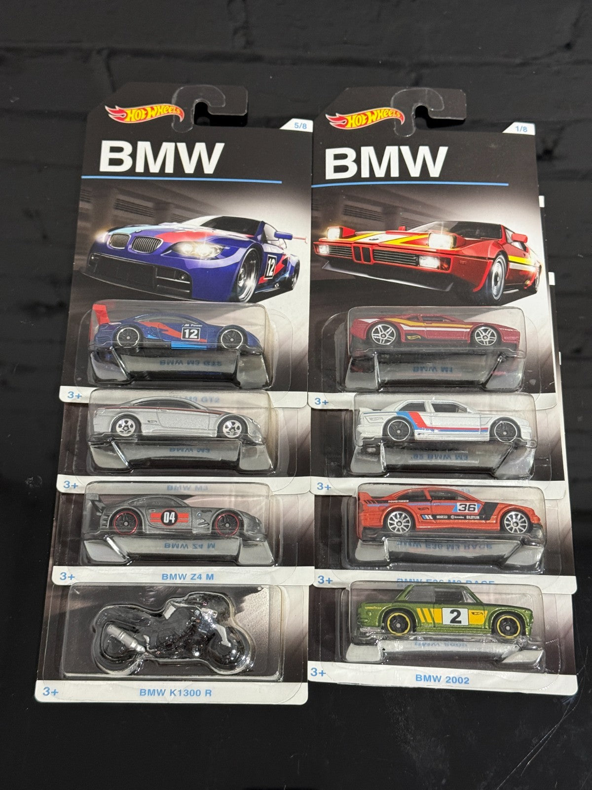 2016 Hot Wheels BMW Series Full Set of 8 Cars (Soft Corners)
