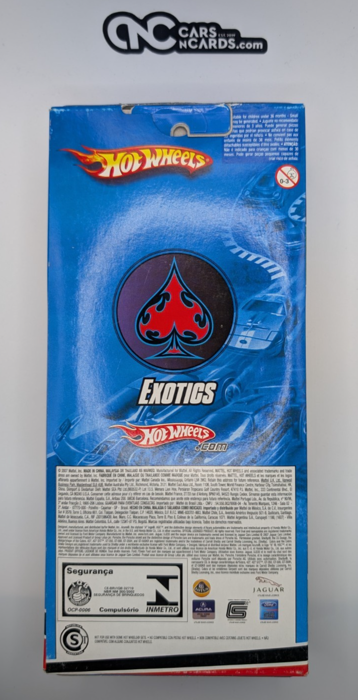 2007 Hot Wheels 5 Pack Exotics Lotus/Acura/Ford/Porsche/Jaguar (Card Damage)