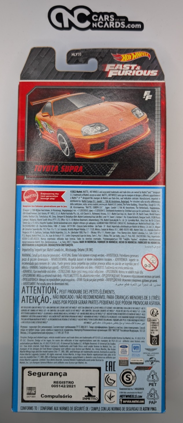 2023 Hot Wheels 5 Pack Fast & Furious Charger/Supra/Chevelle (Soft Corners)