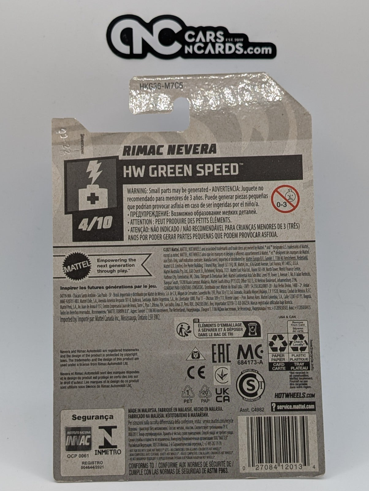 2023 Hot Wheels HW Green Speed 4/10 Rimac Nevera Blue 70/250 (Card Crease)