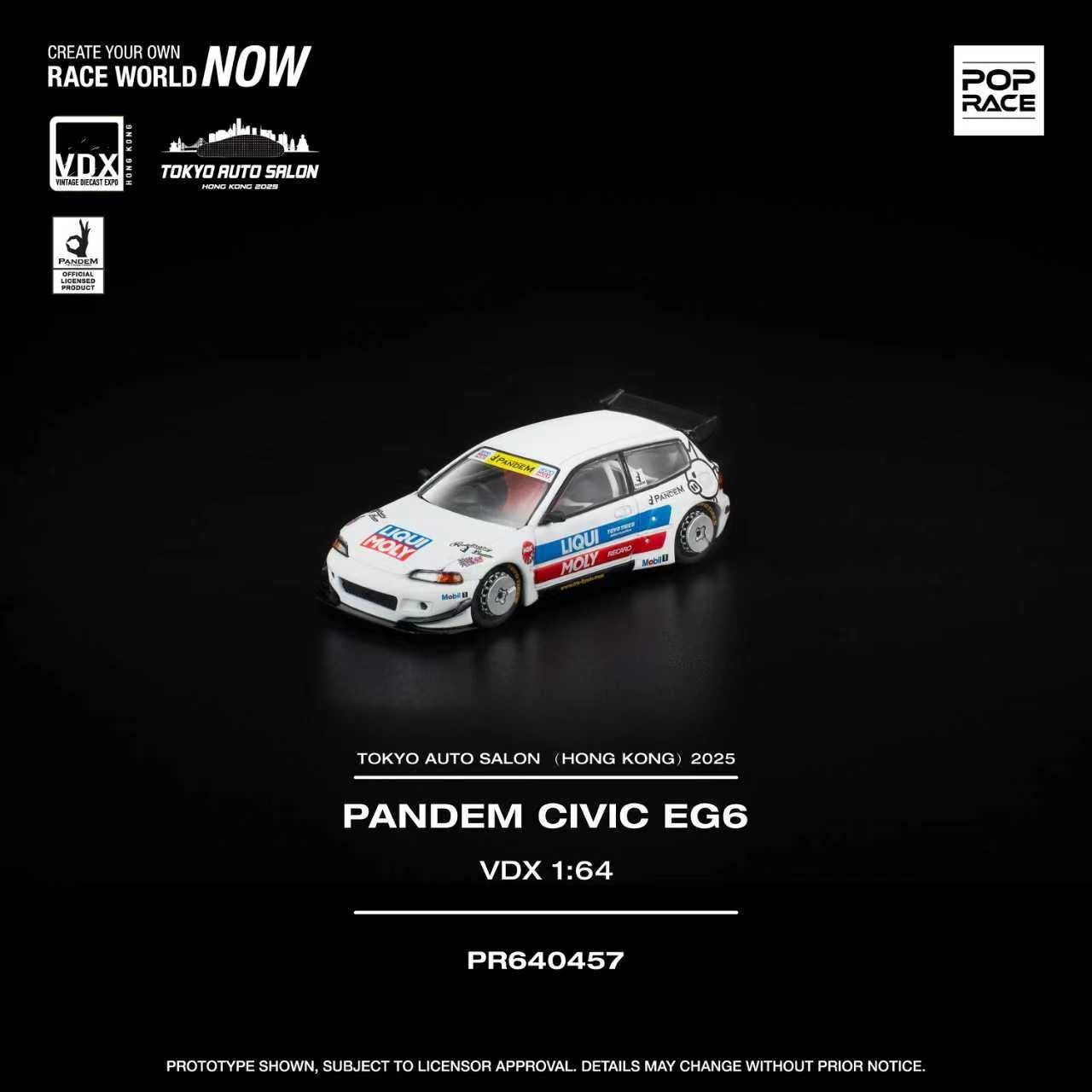 POPRACE x VDX 1:64 PANDEM CIVIC EG6 TASHK 2025 Exclusive Model PR640457