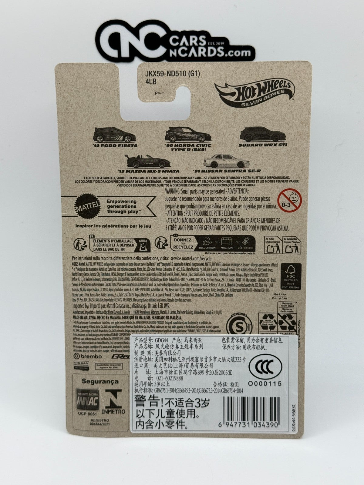 2026 Hot Wheel Silver Series Compact Kings 3/5 Subaru WRX STI (Card Damage)