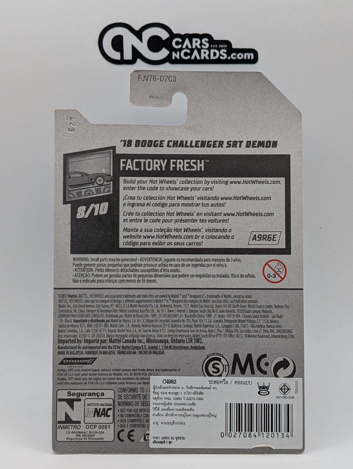 2018 Hot Wheels Factory Fresh 8/10 '18 Dodge Challenger SRT Demon (Soft Corners)