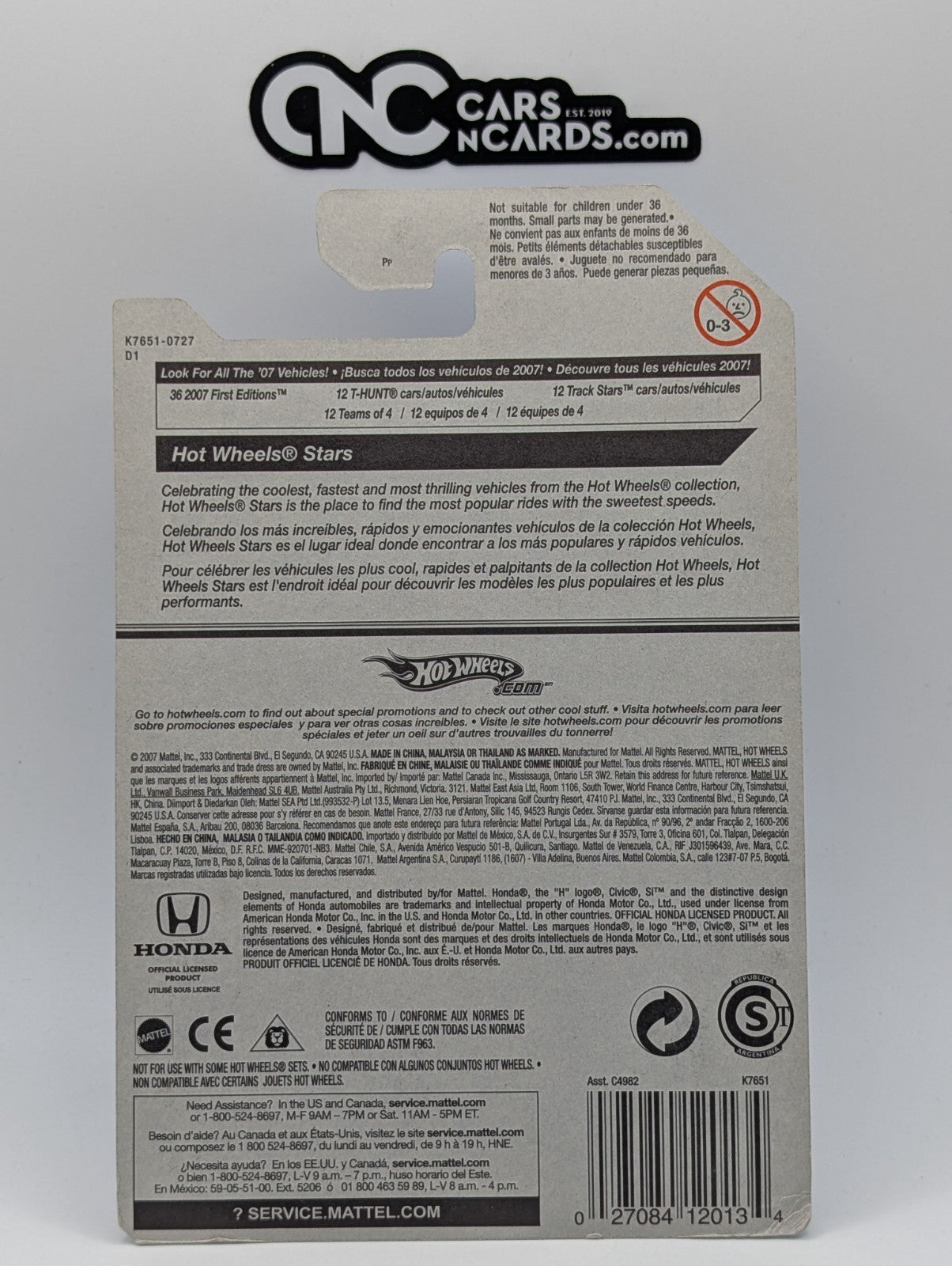 2007 Hot Wheels All Stars Honda Civic Si Red 100/156 (Soft Corners)