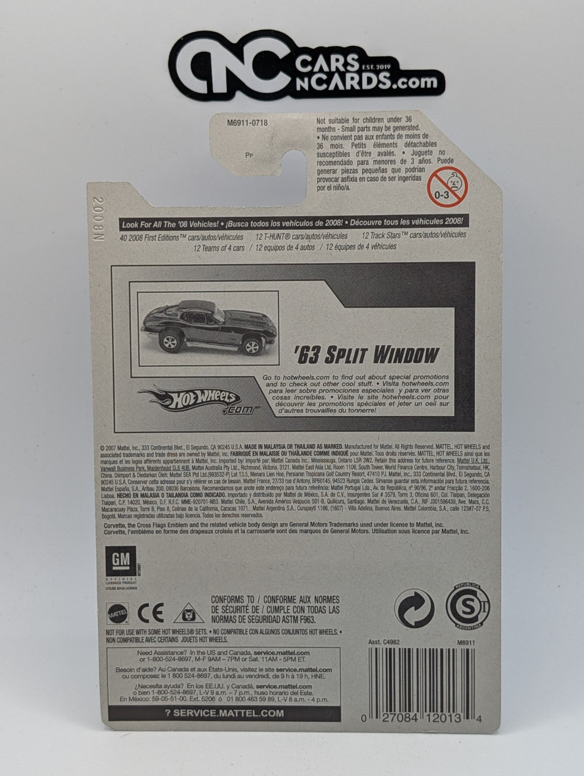 2008 Hot Wheels All Stars 5/36 '63 Split Window Corvette Gold 45/172