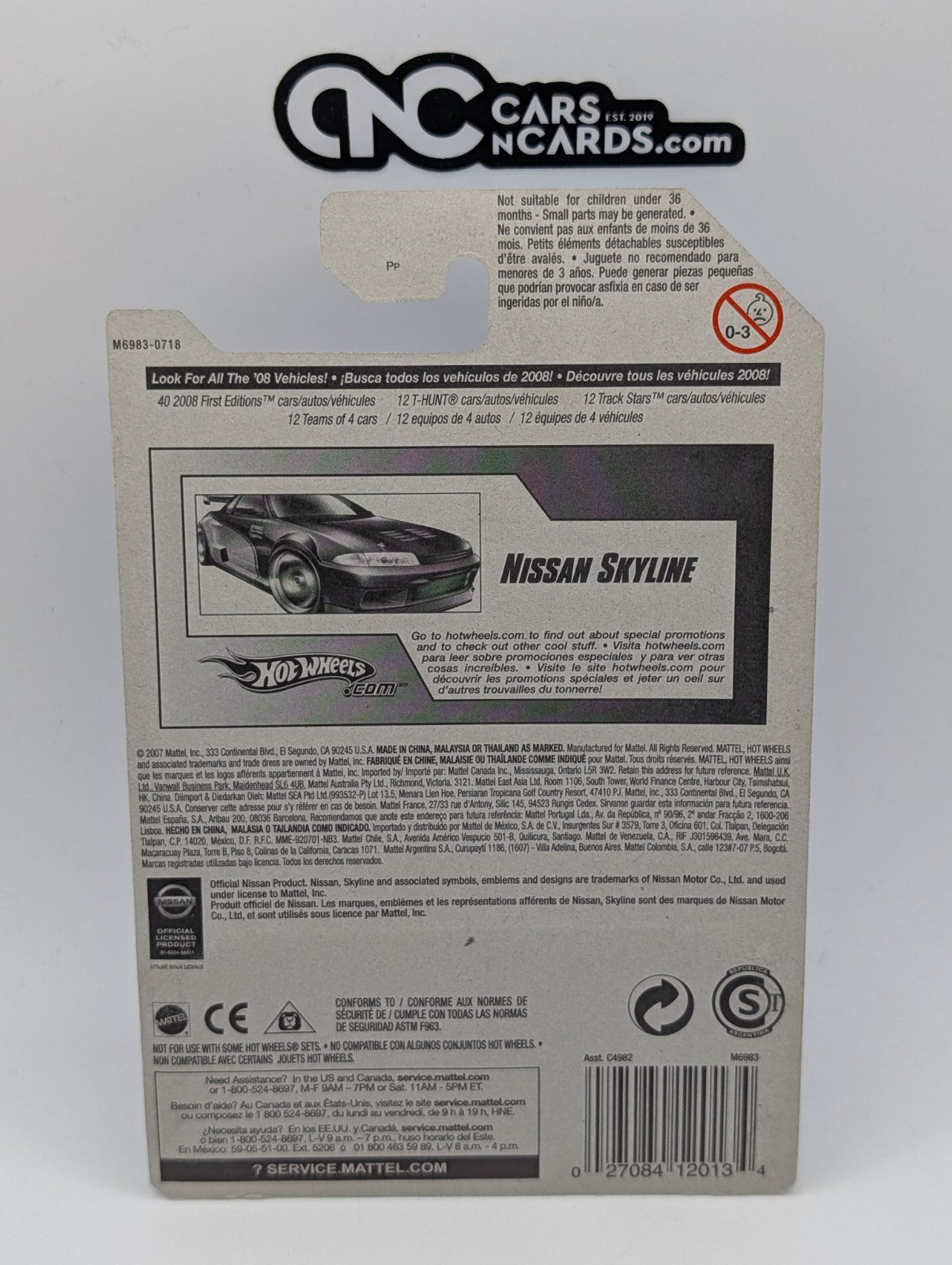 2008 Hot Wheels Stars Nissan Skyline Black 81/172 w/ Protector (Soft Corners)