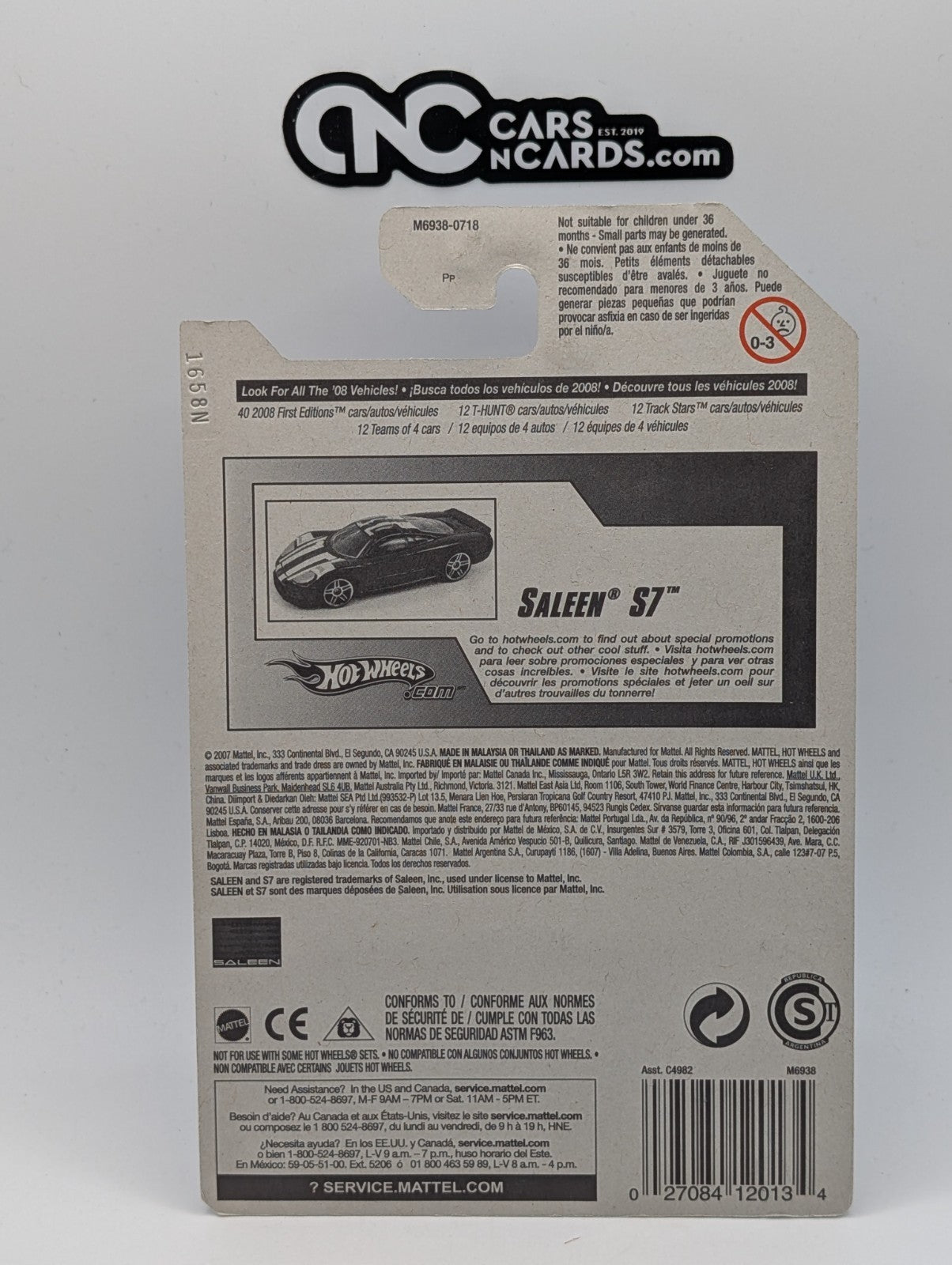 2008 Hot Wheels All Stars 32/36 Saleen S7 Yellow 72/172 (Soft Corners)