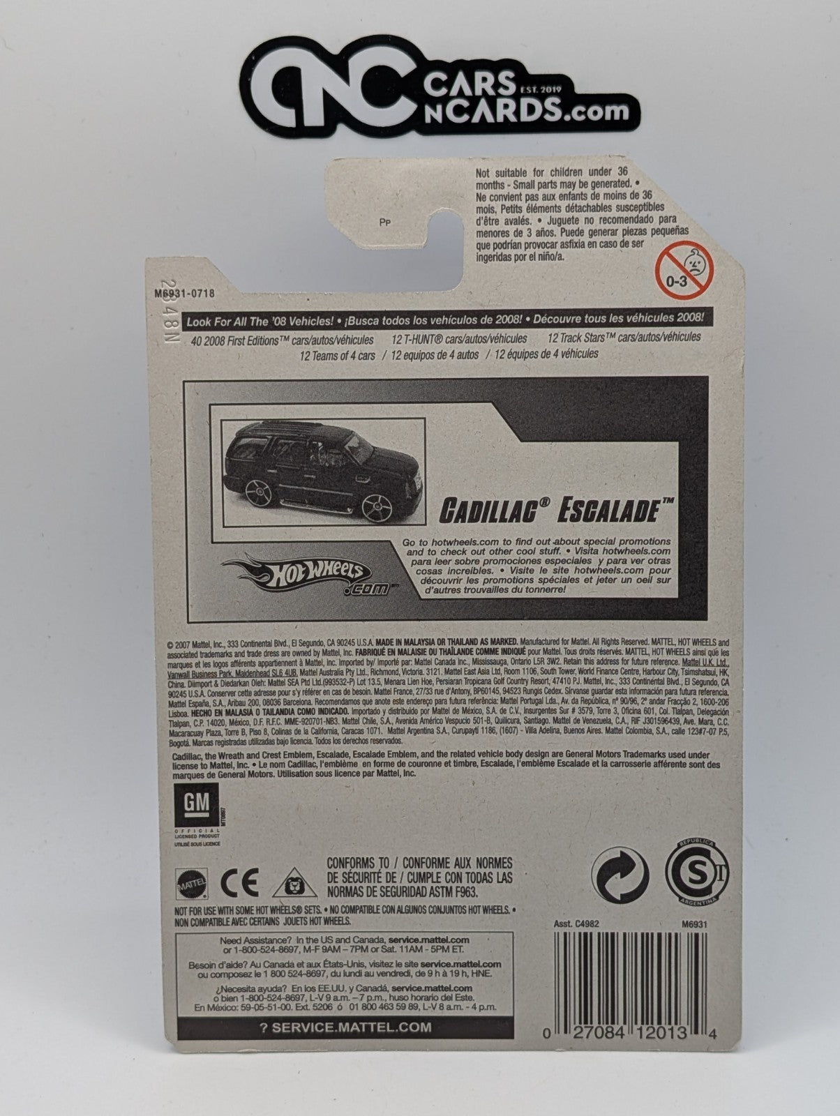 2008 Hot Wheels All Stars 25/36 07 Cadillac Escalade White 65/172 (Soft Corners)