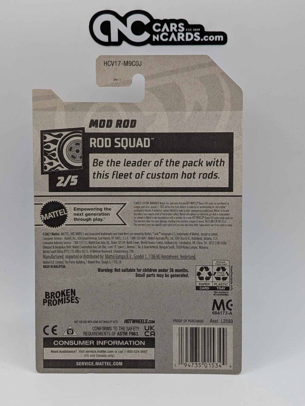 2022 Hot Wheels Rod Squad 2/5 Mod Rod Broken Promises 168/250 (Card Crease)