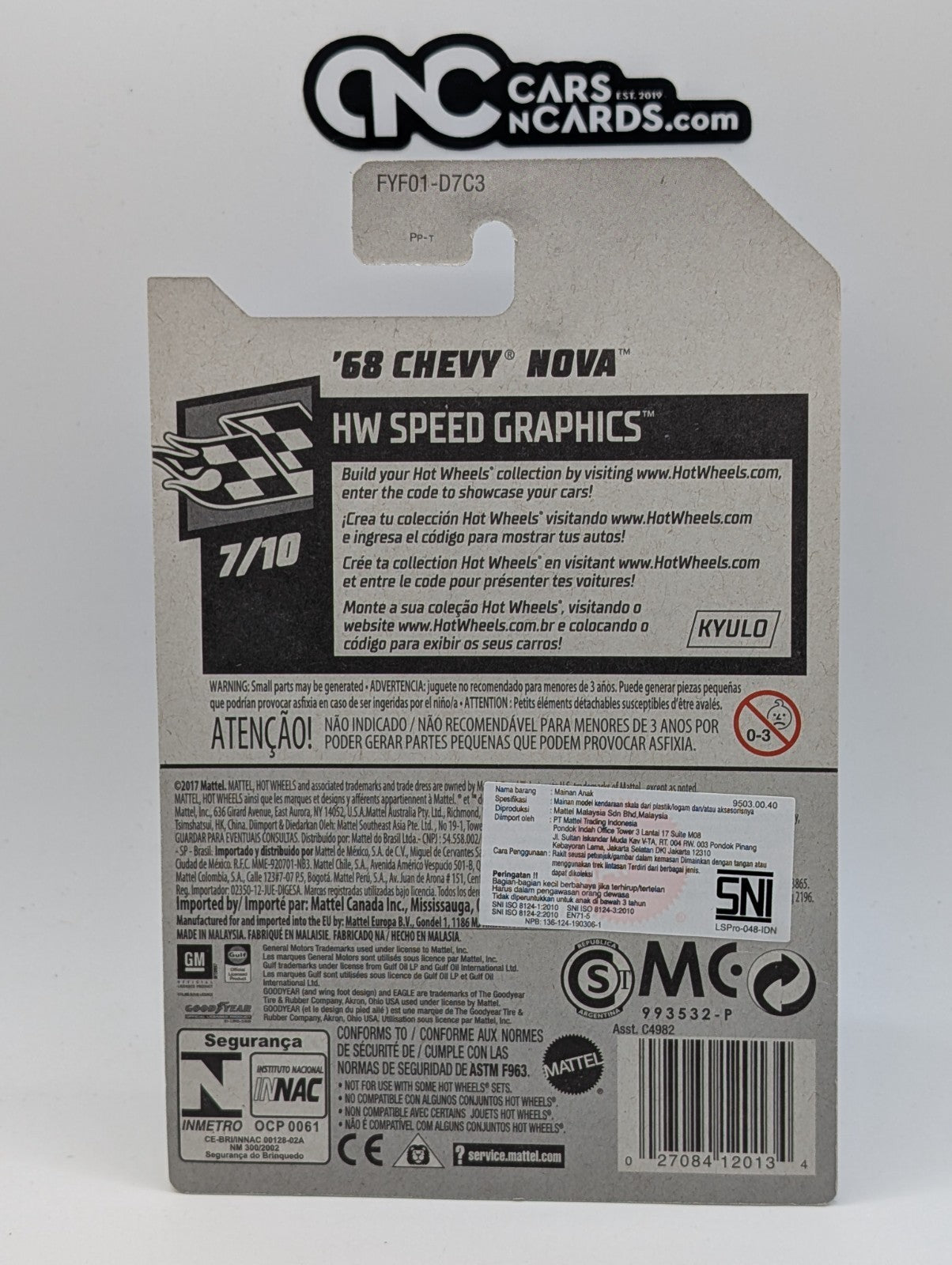 2019 Hot Wheels HW Speed Graphics 7/10 '68 Chevy Nova GULF 67/250 (Soft Corners)