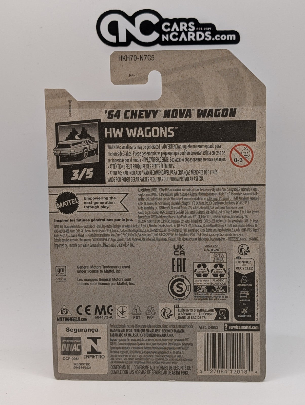 2023 Hot Wheels HW Wagons 3/5 '64 Chevy Nova Wagon Red 222/250 (Soft Corners)