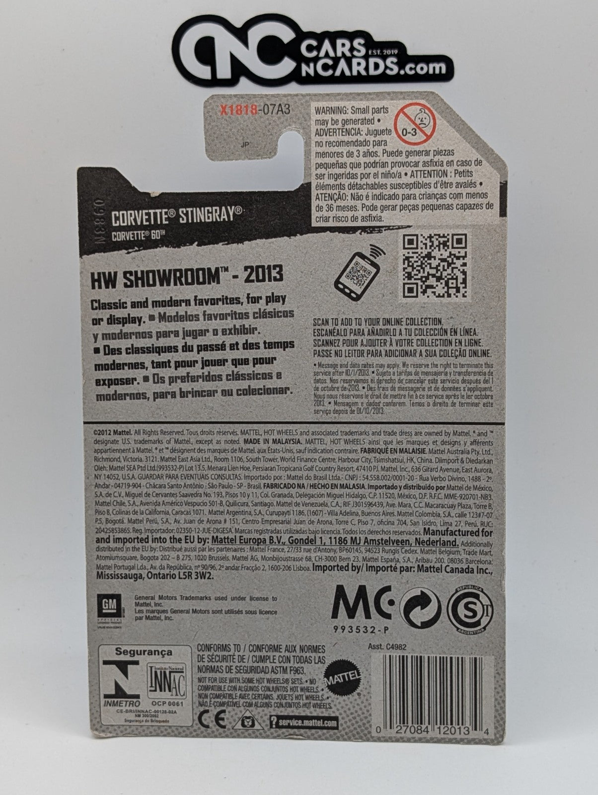 2013 Hot Wheels HW Showroom Corvette Stingray Green 203/250 (Card Damage)