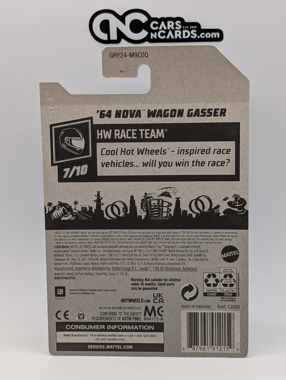 2021 Hot Wheels Race Team 7/10 '64 Nova Wagon Gasser Blue (Soft Corners)