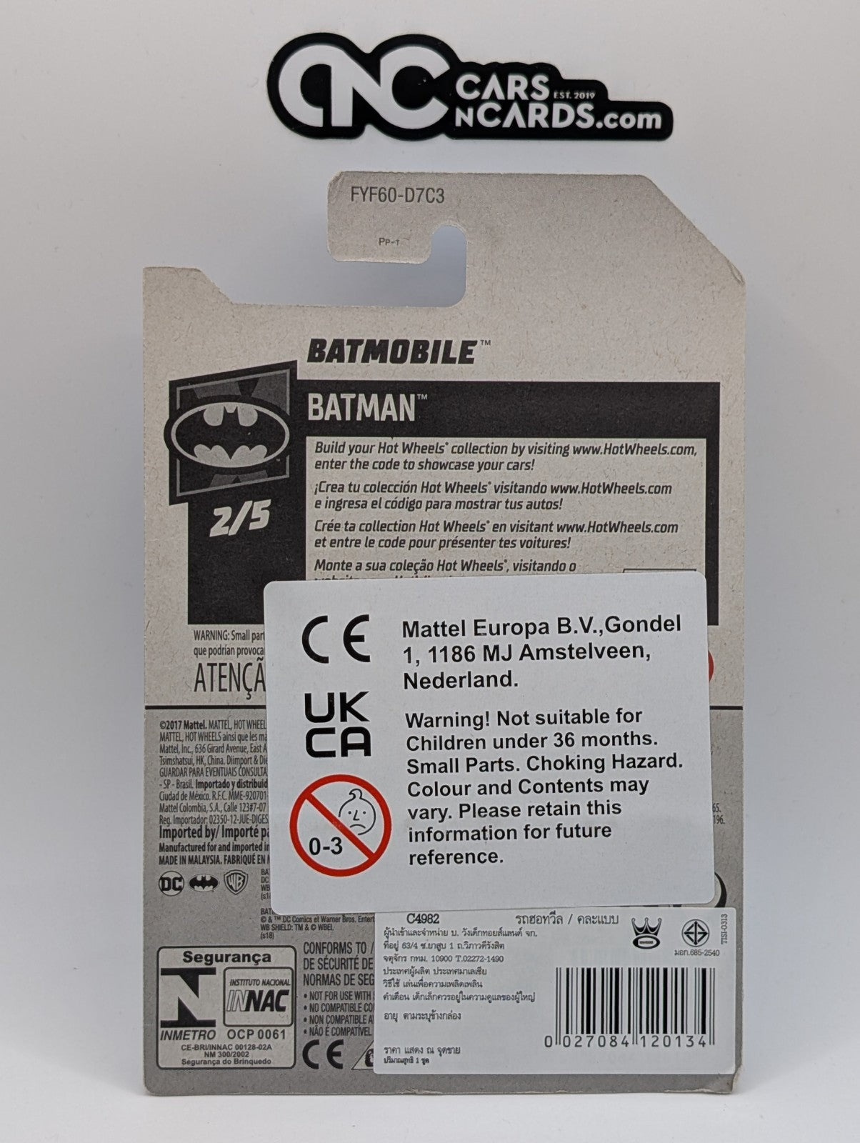 2019 Hot Wheels Batman 2/5 Batmobile Gray 17/250 (Card Damage)