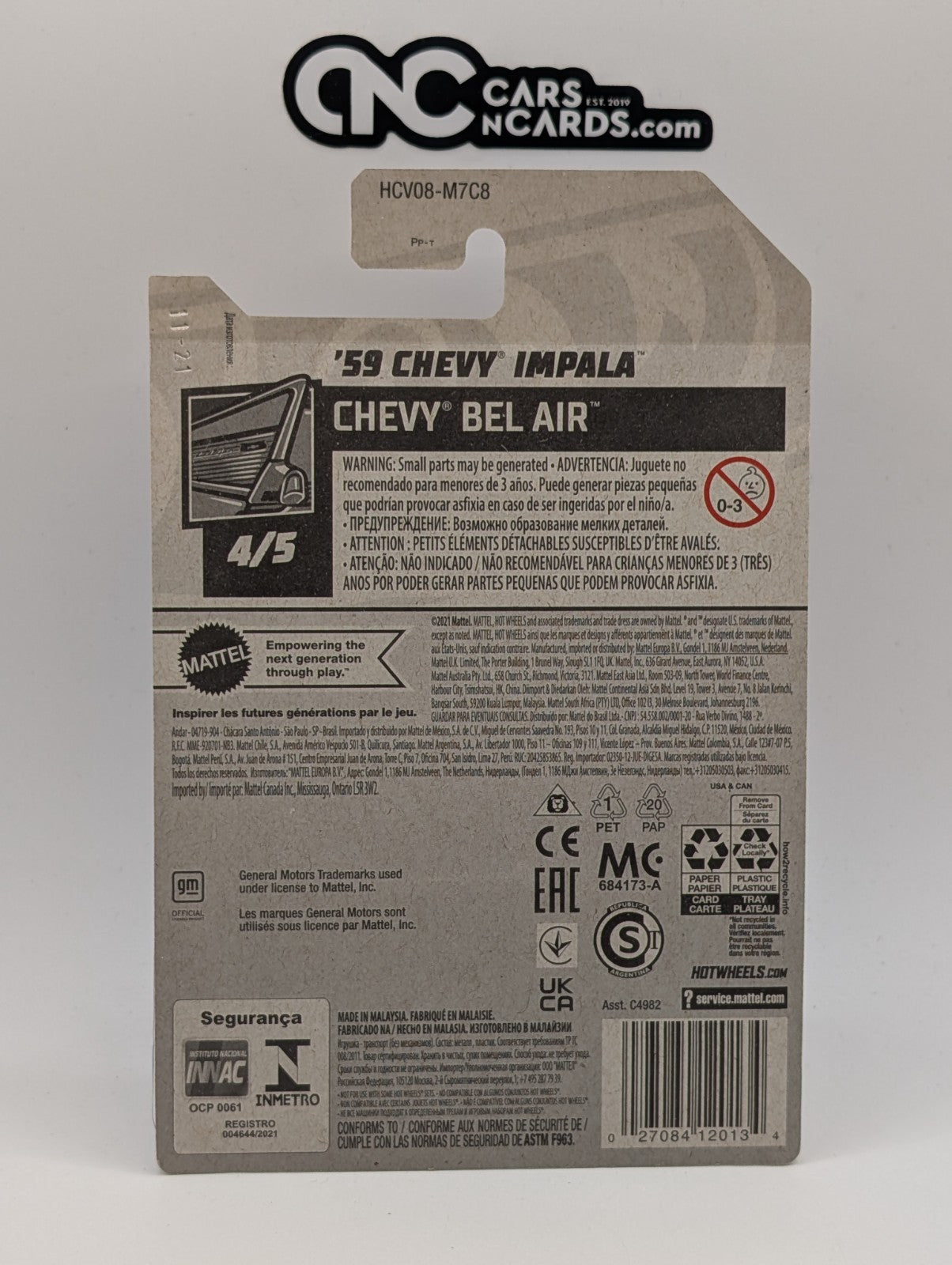 2022 Hot Wheels Chevy Bel Air 4/5 '59 Chevy Impala Pink 70/250