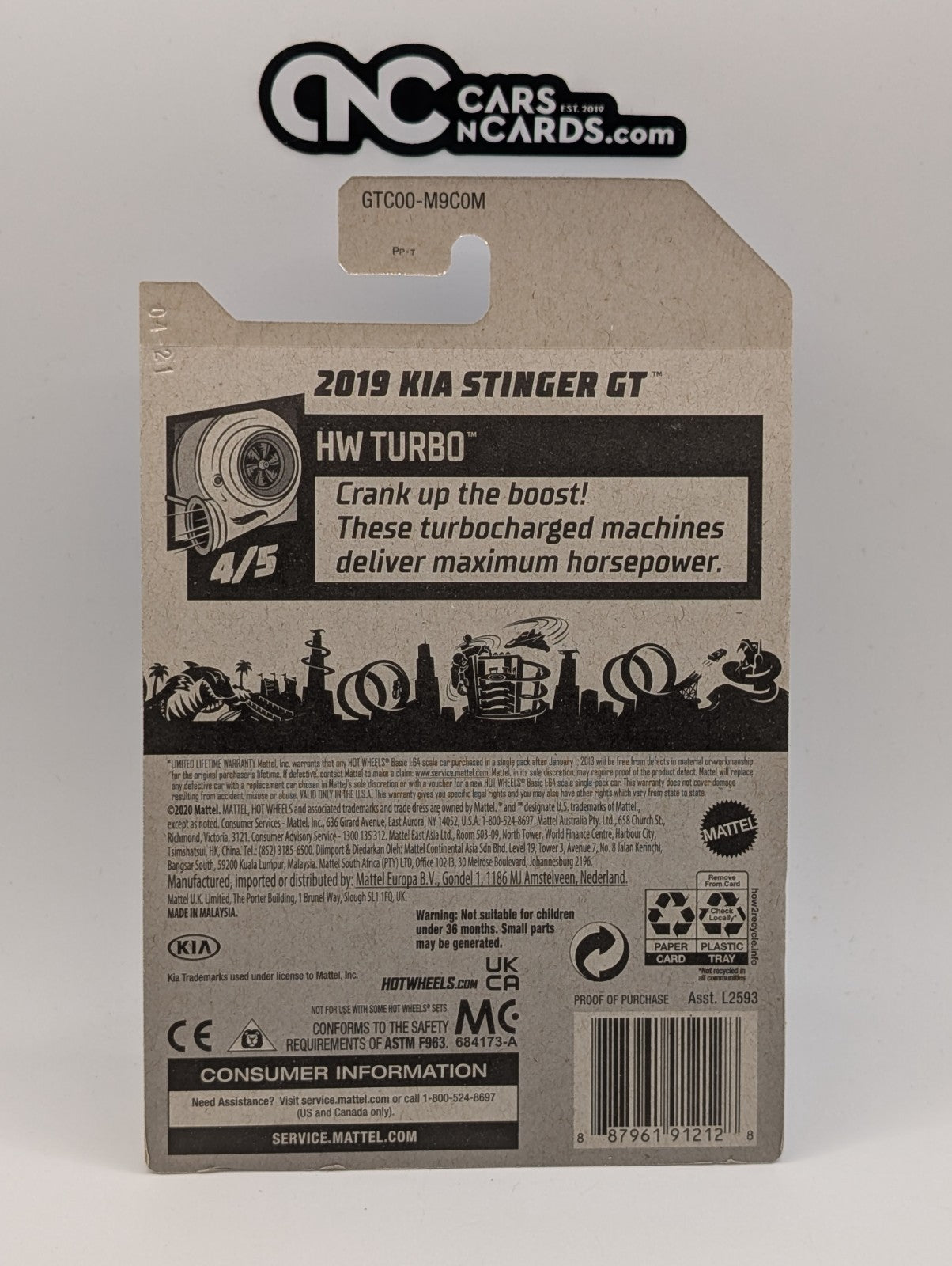 2021 Hot Wheels HW Turbo 4/5 2019 Kia Stinger GT Black (Soft Corners)