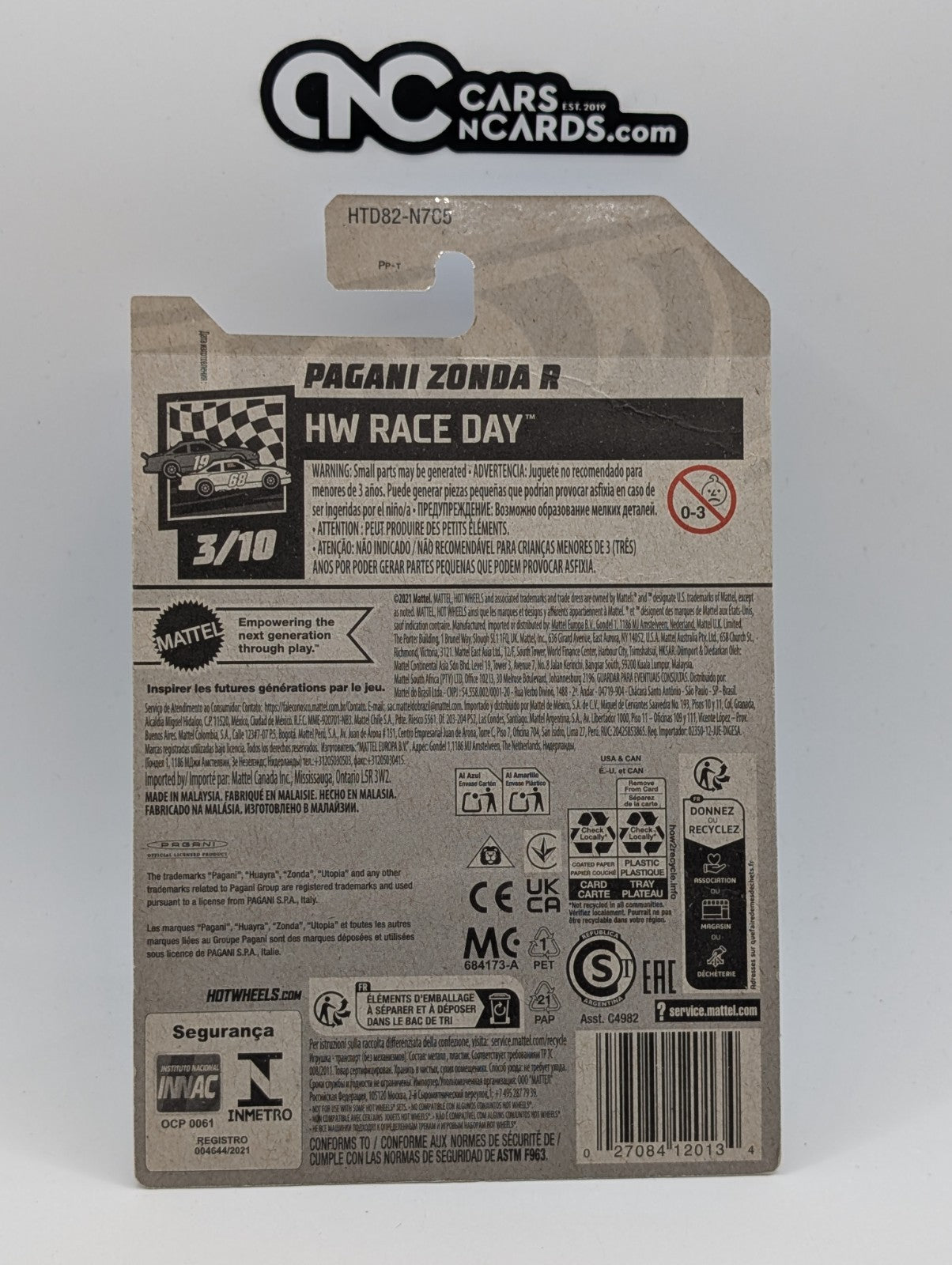 2024 Hot Wheels HW Race Day 3/10 Pagani Zonda R Yellow 99/250 (Card Crease)