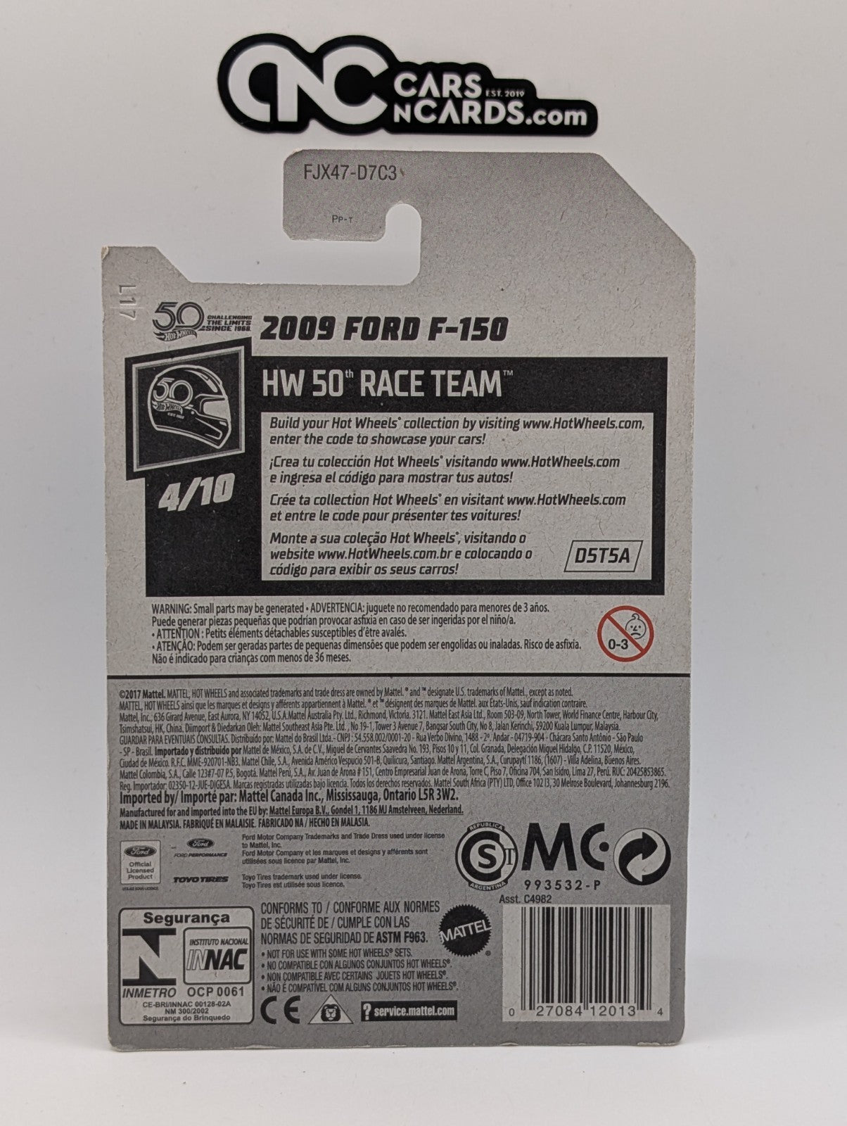 2018 Hot Wheels HW 50th Race Team 4/10 2009 Ford F-150(Card Damage)
