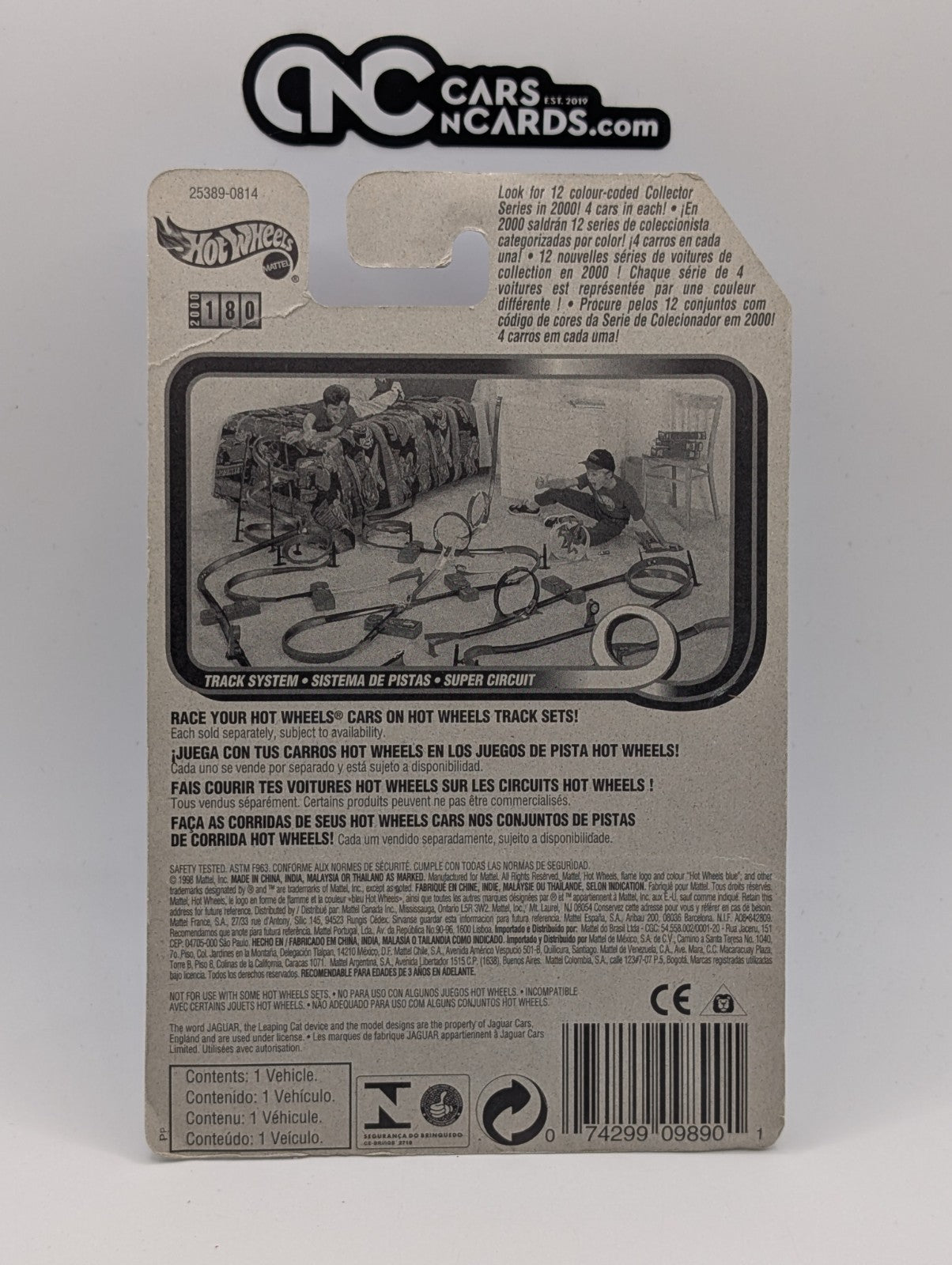 2000 Hot Wheels Jaguar D-Type Red 25389 Collector #180 (Card Damage)