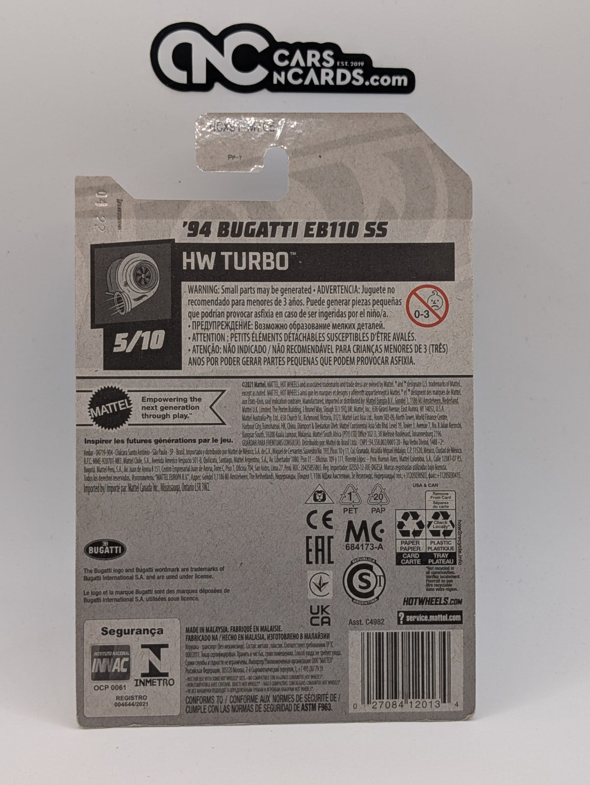 2022 Hot Wheels HW Turbo 5/10 '94 Bugatti EB110 SS 65/250 (Hook Crease)