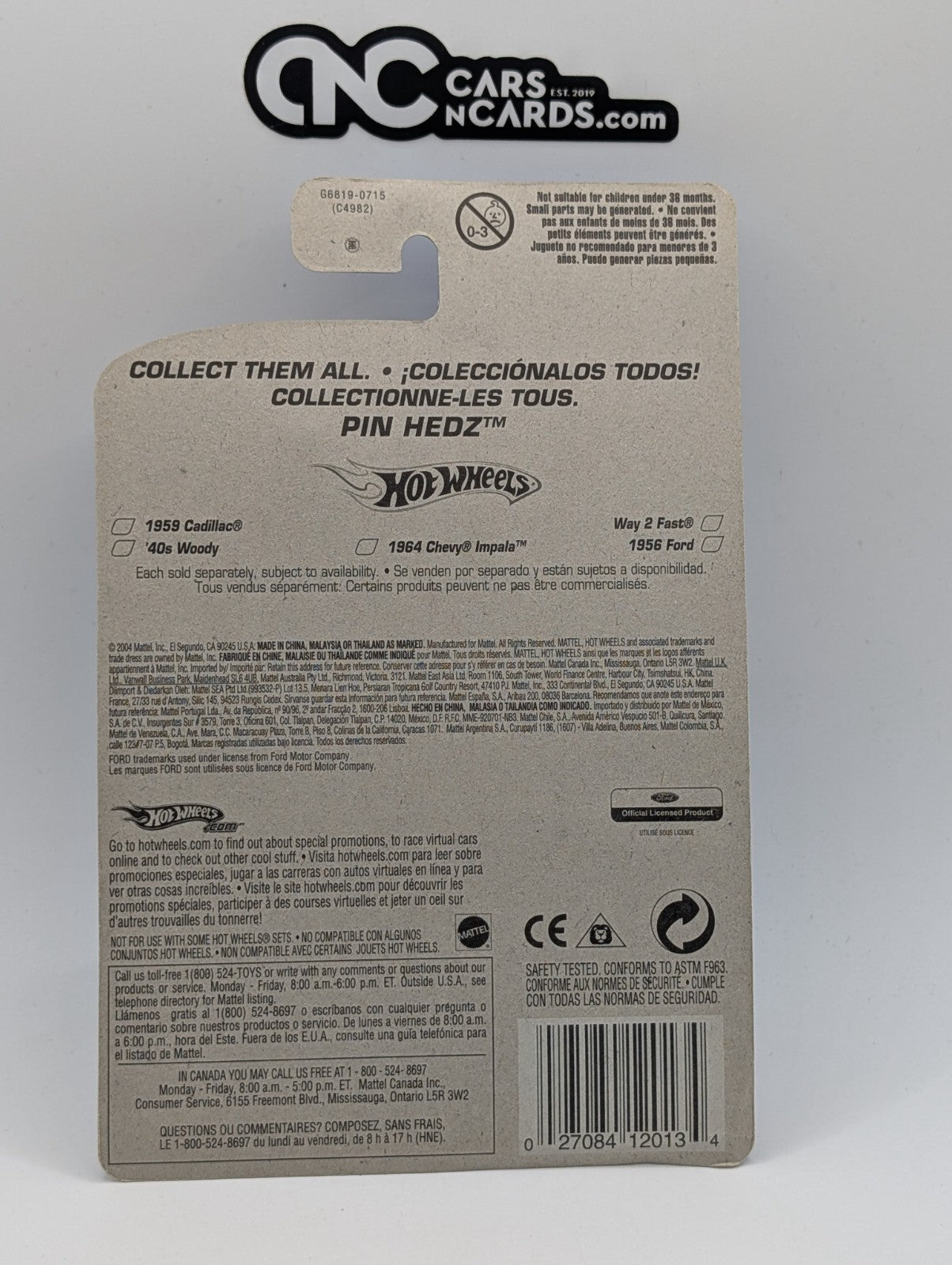 2005 Hot Wheels Pin Hedz 2/5 40's Woody Gold Collector #92 (Soft Corners)