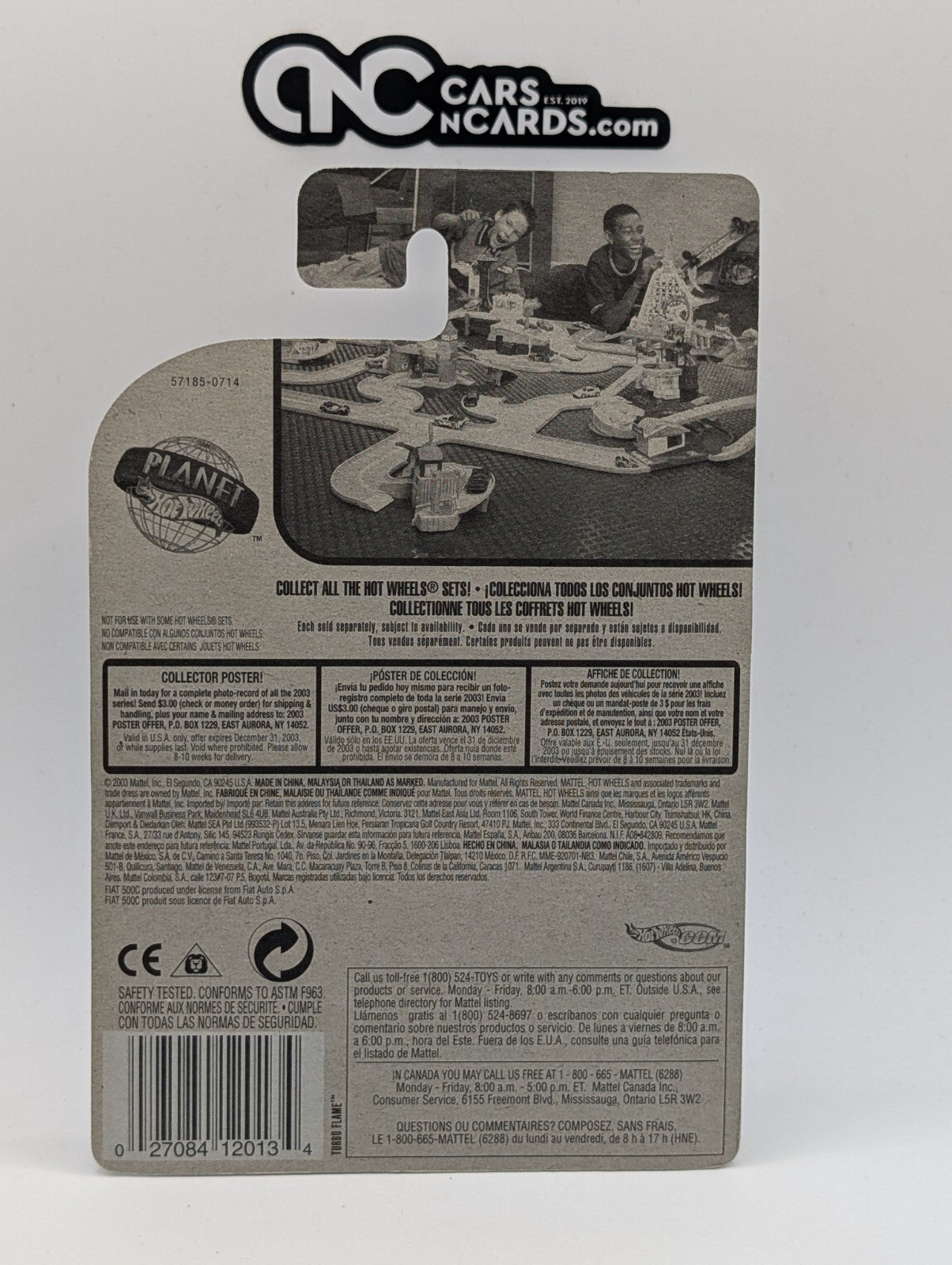 2003 Hot Wheels Fiat 500C Blue Collector #219 (Soft Corners)