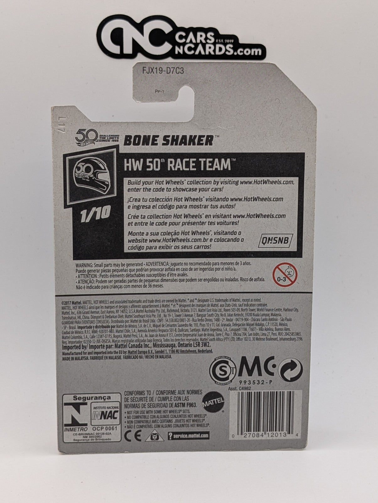 2018 Hot Wheels HW 50th Race Team 1/10 Bone Shaker (Card Damage)