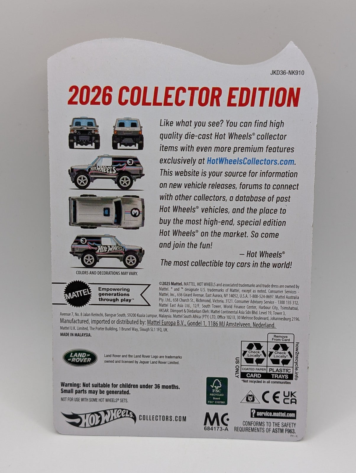2026 Hot Wheels Mail In Collector Edition Range Rover Classic With Protector