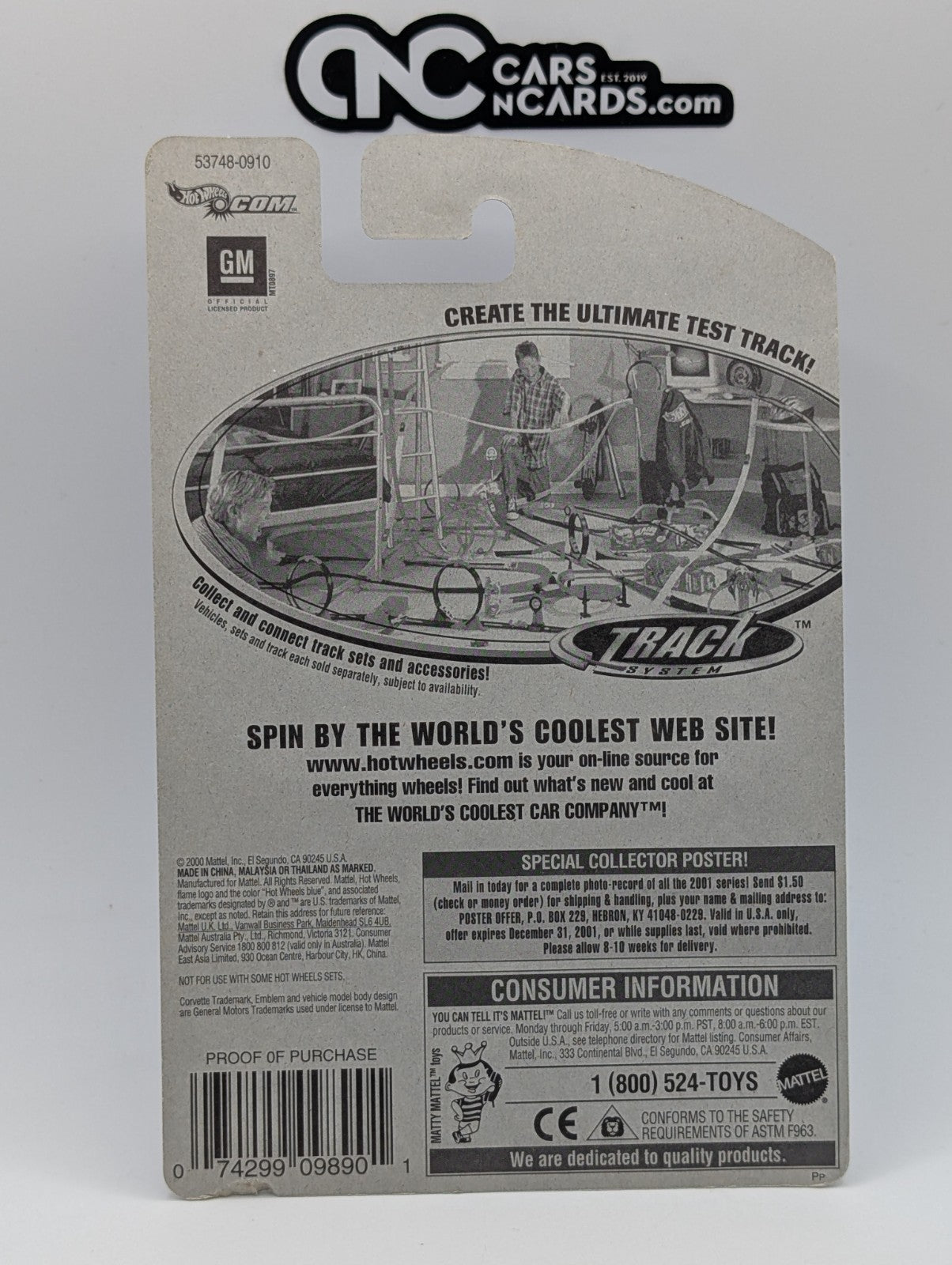 2001 Hot Wheels Corvette Orange Collector #219 (Card Damage)