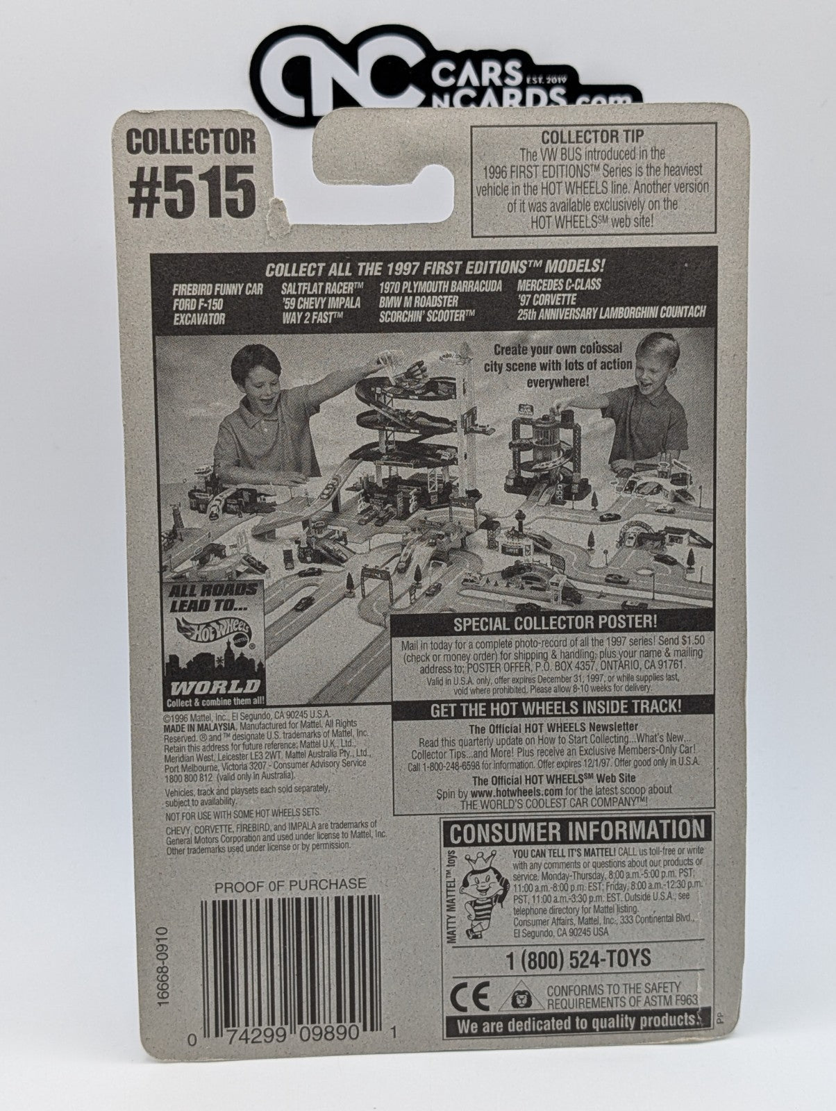 1997 Hot Wheels First Editions 11/12 '97 Corvette Green 16668 #515 (Card Damage)