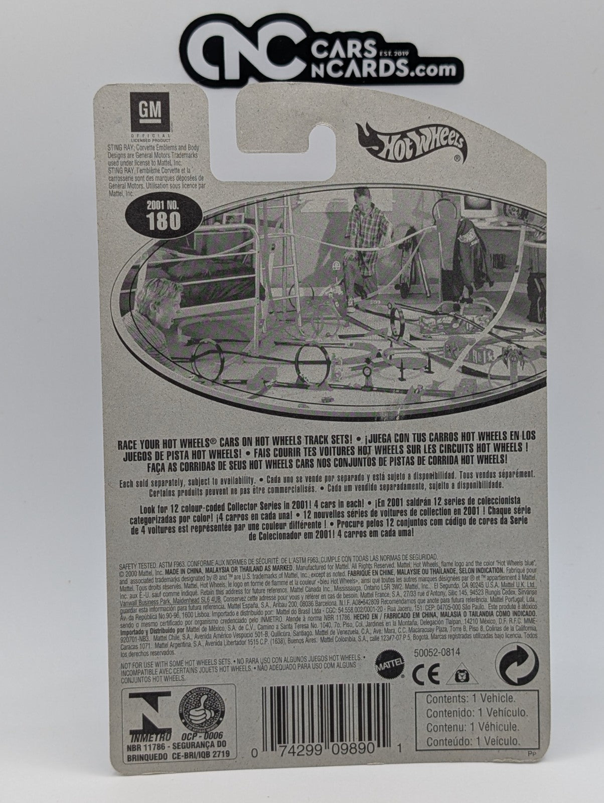 2001 Hot Wheels Corvette Stingray Silver Collector #180 (Soft Corners)