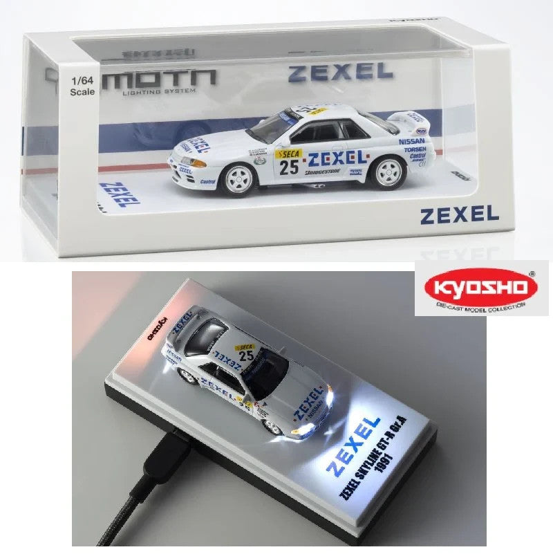 KYOSHO 1:64 ZEXEL SKYLINE GT-R(R32) #25 with LED (Compatible with MOTN Base)
